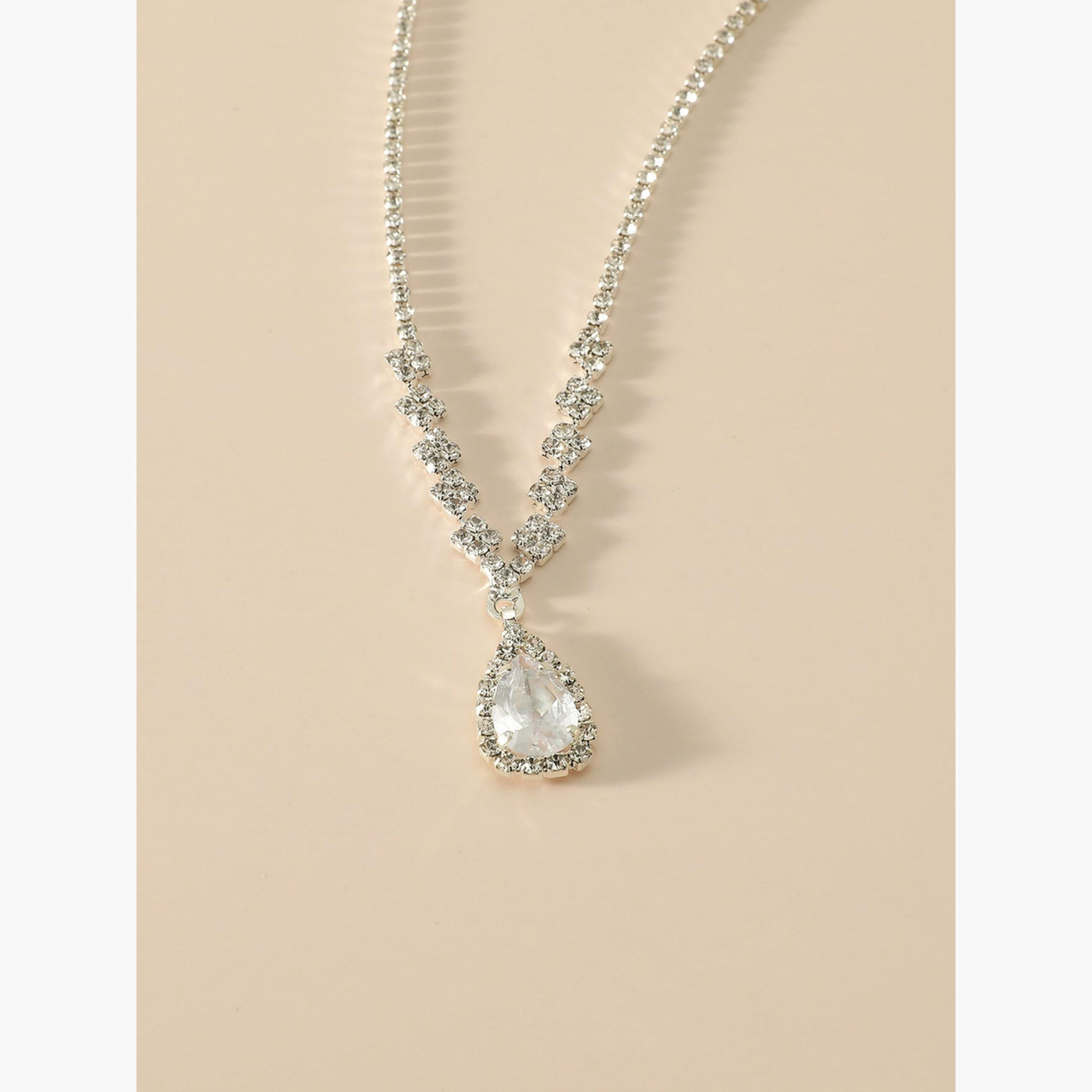 Take Two Silver Embellished Necklace with Drop Pendant-women-watchesandjewellery-jewellery-necklacesandpendants-image-3