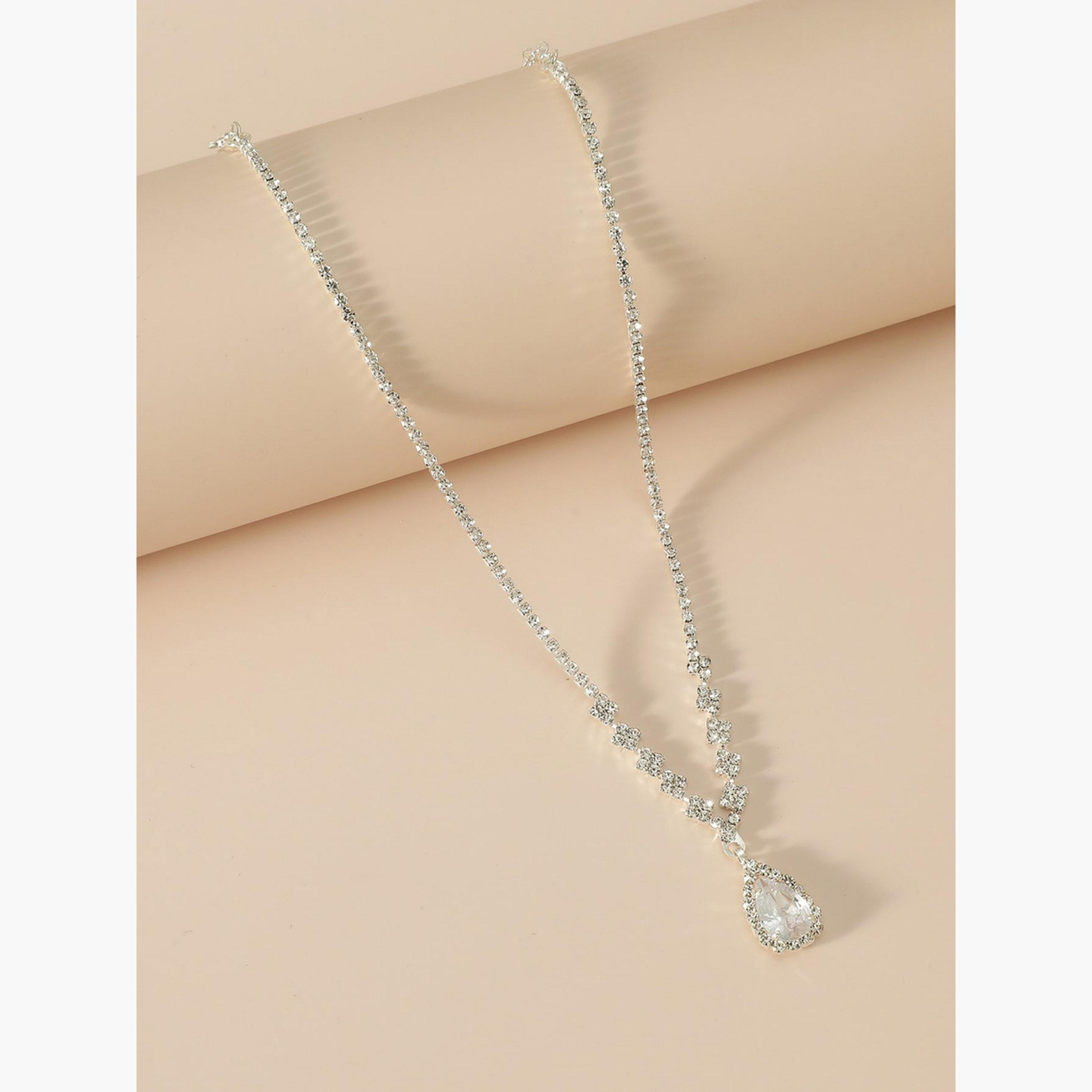 Take Two Silver Embellished Necklace with Drop Pendant-women-watchesandjewellery-jewellery-necklacesandpendants-image-4