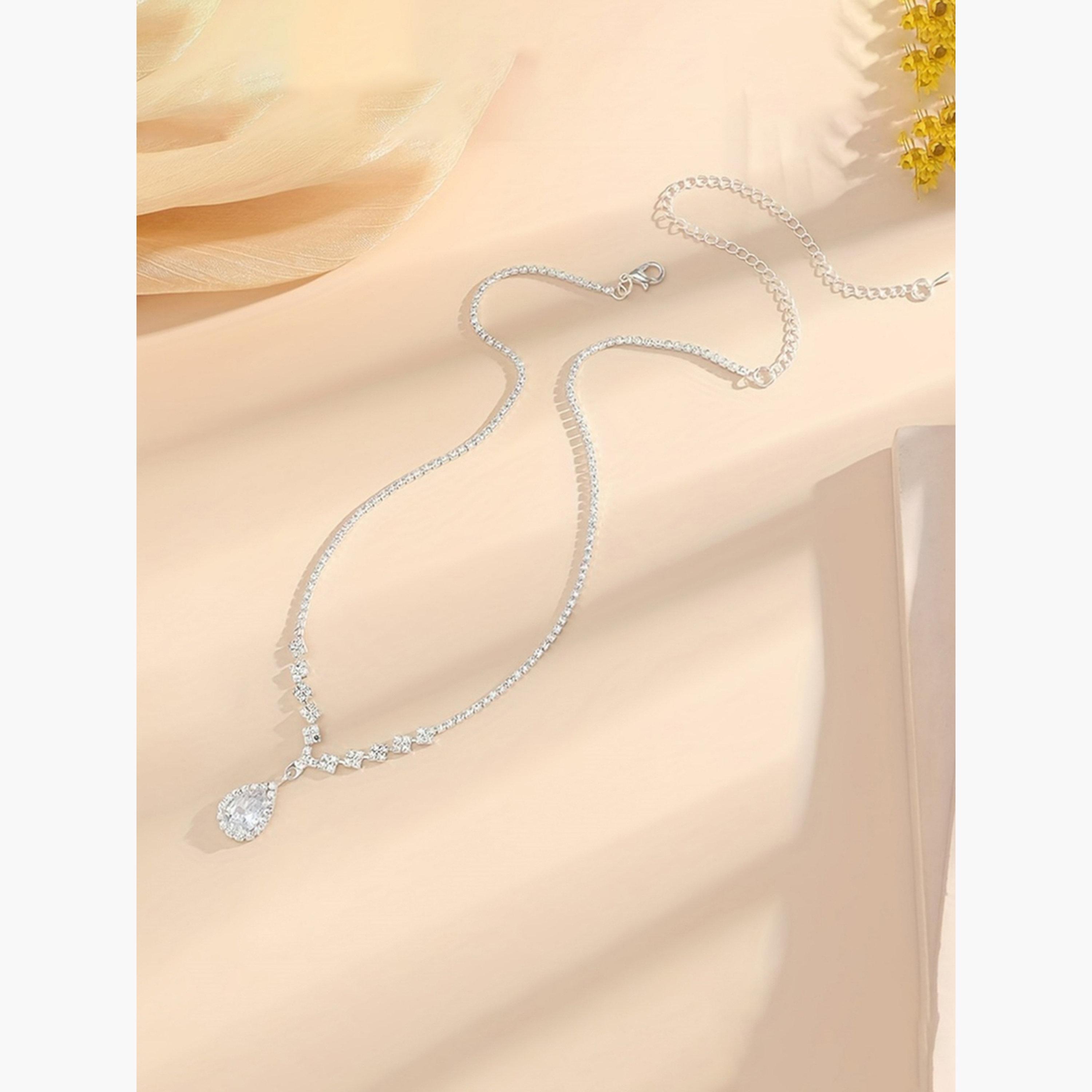 Take Two Silver Embellished Necklace with Drop Pendant-women-watchesandjewellery-jewellery-necklacesandpendants-image-5