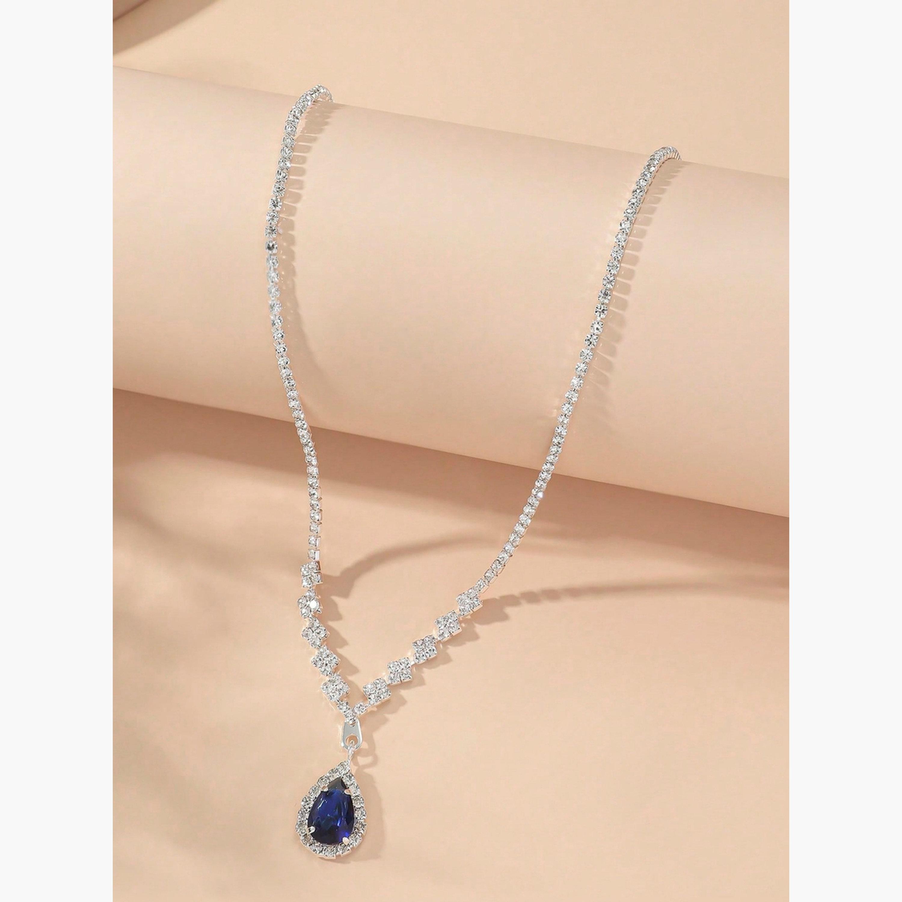 Take Two Contrast Embellished Necklace with Drop Pendant-women-watchesandjewellery-jewellery-necklacesandpendants-image-3