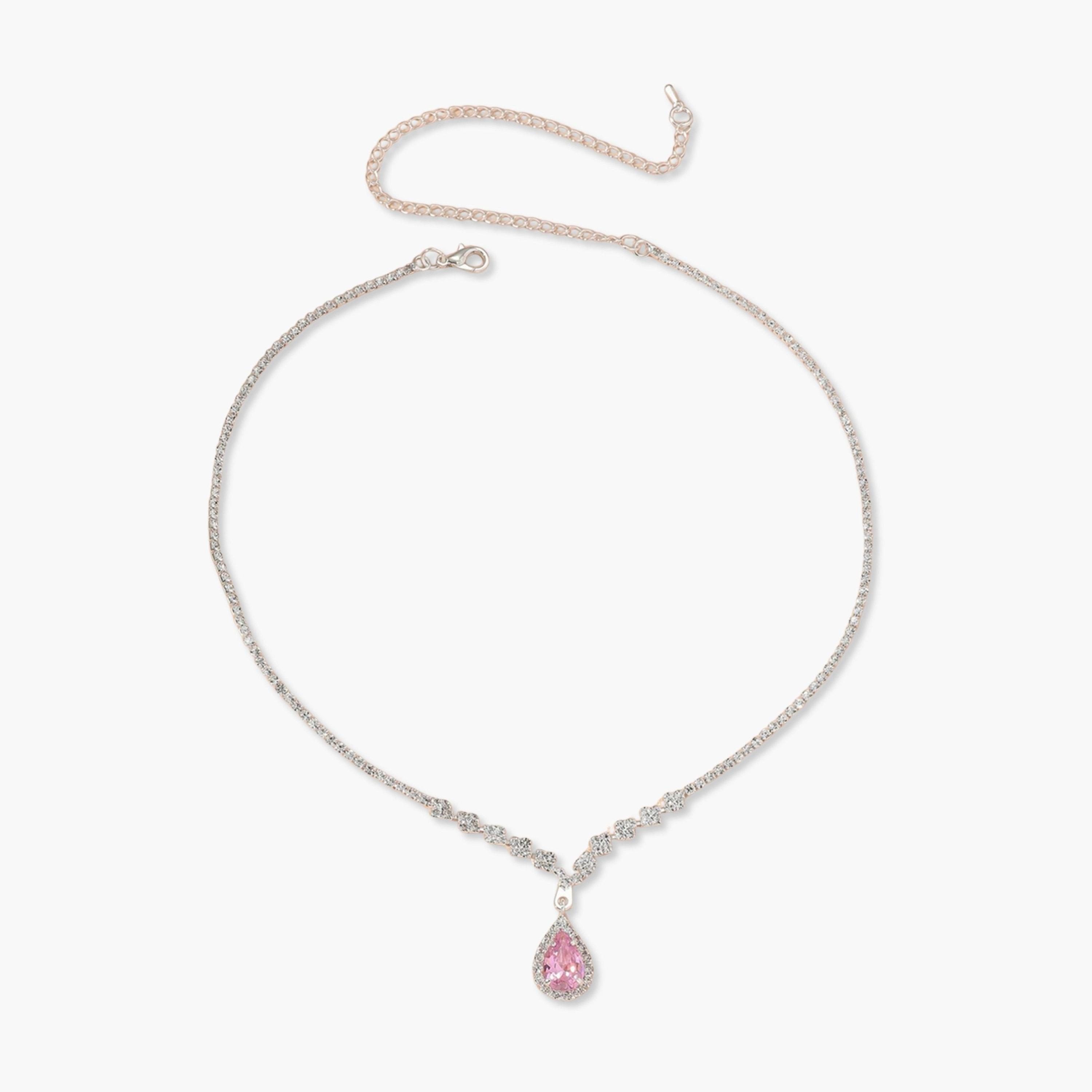 Take Two Contrast Embellished Necklace with Drop Pendant-women-watchesandjewellery-jewellery-necklacesandpendants-image-1