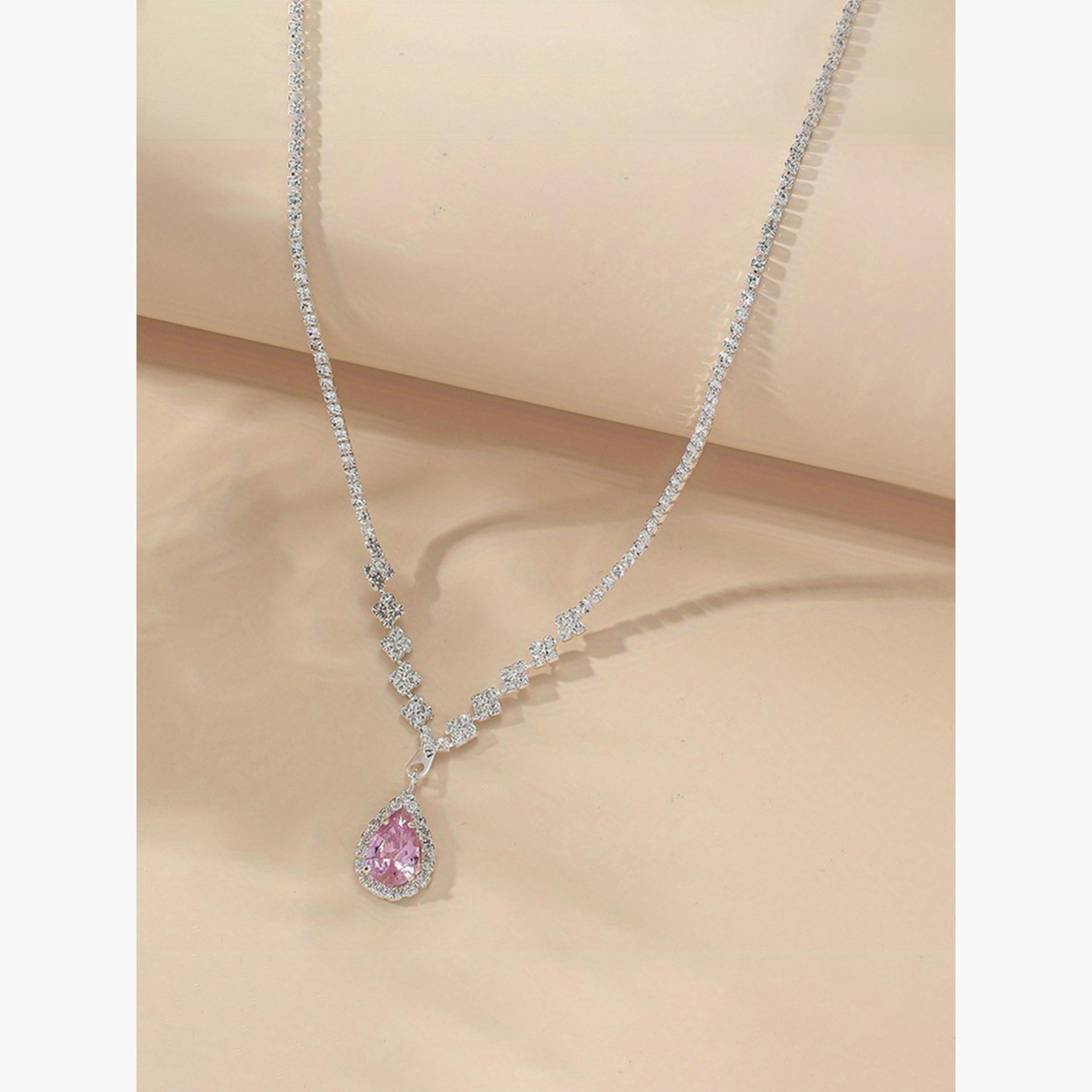 Take Two Contrast Embellished Necklace with Drop Pendant-women-watchesandjewellery-jewellery-necklacesandpendants-image-4