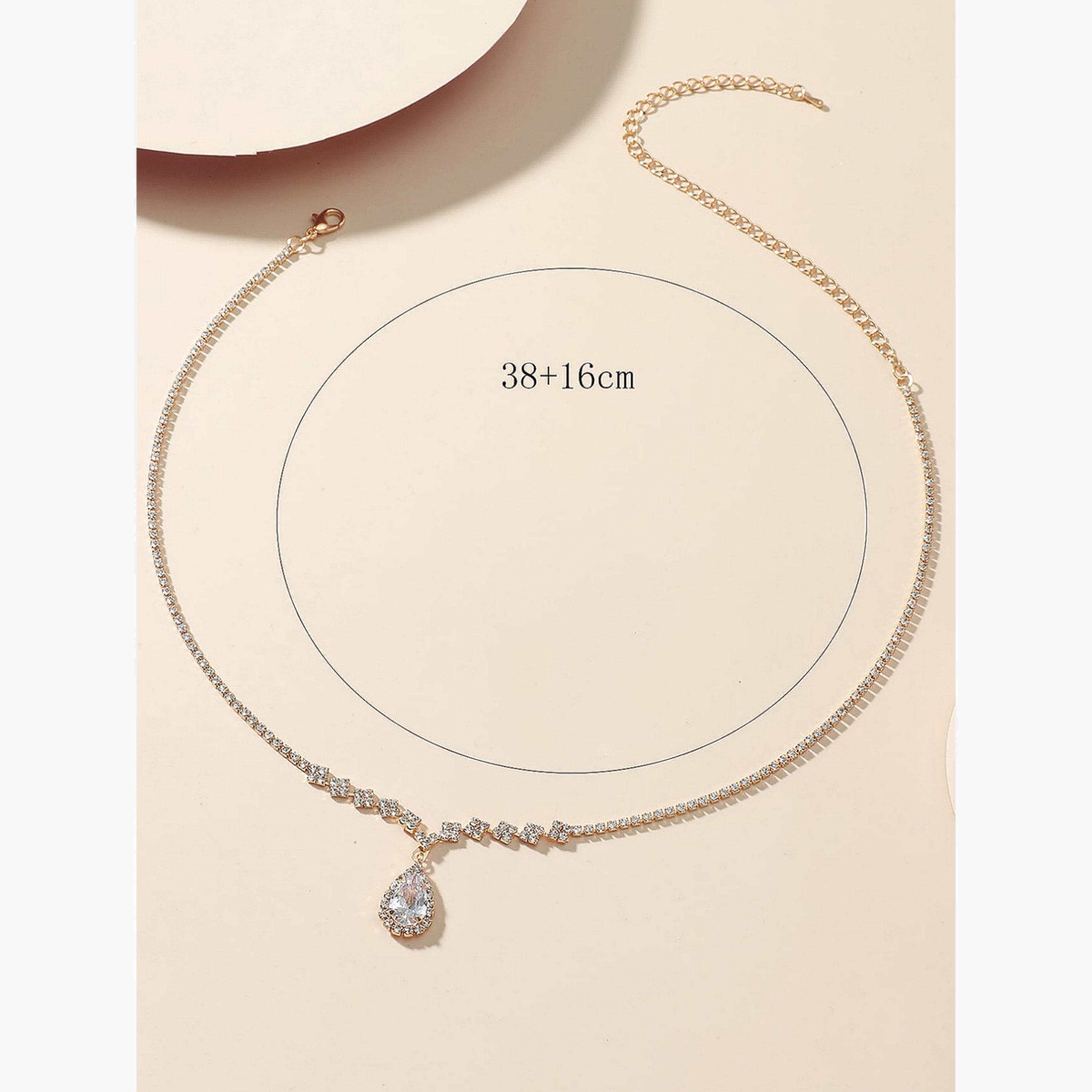Take Two Contrast Embellished Necklace with Drop Pendant-women-watchesandjewellery-jewellery-necklacesandpendants-image-5