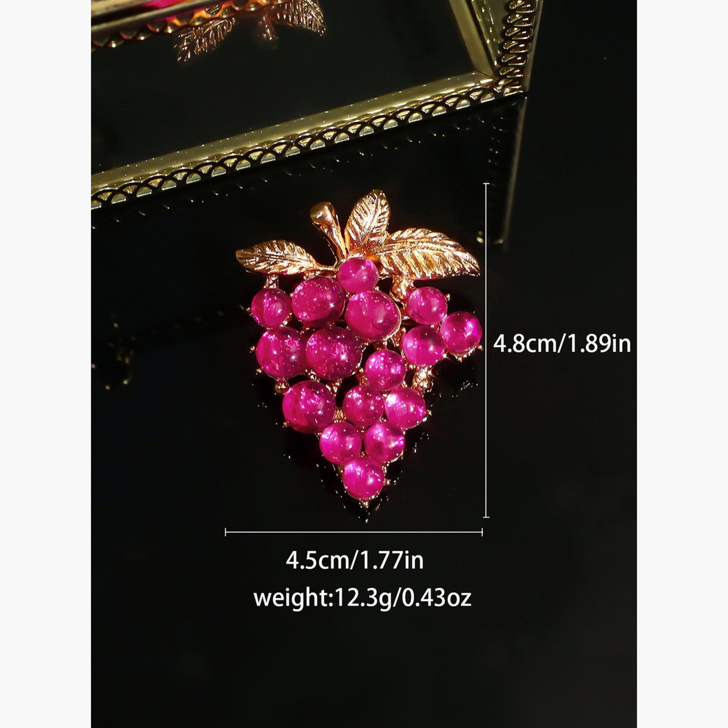 بروش مزين على شكل عنب بنمط متناقض-women-watchesandjewellery-jewellery-brooches-image-2