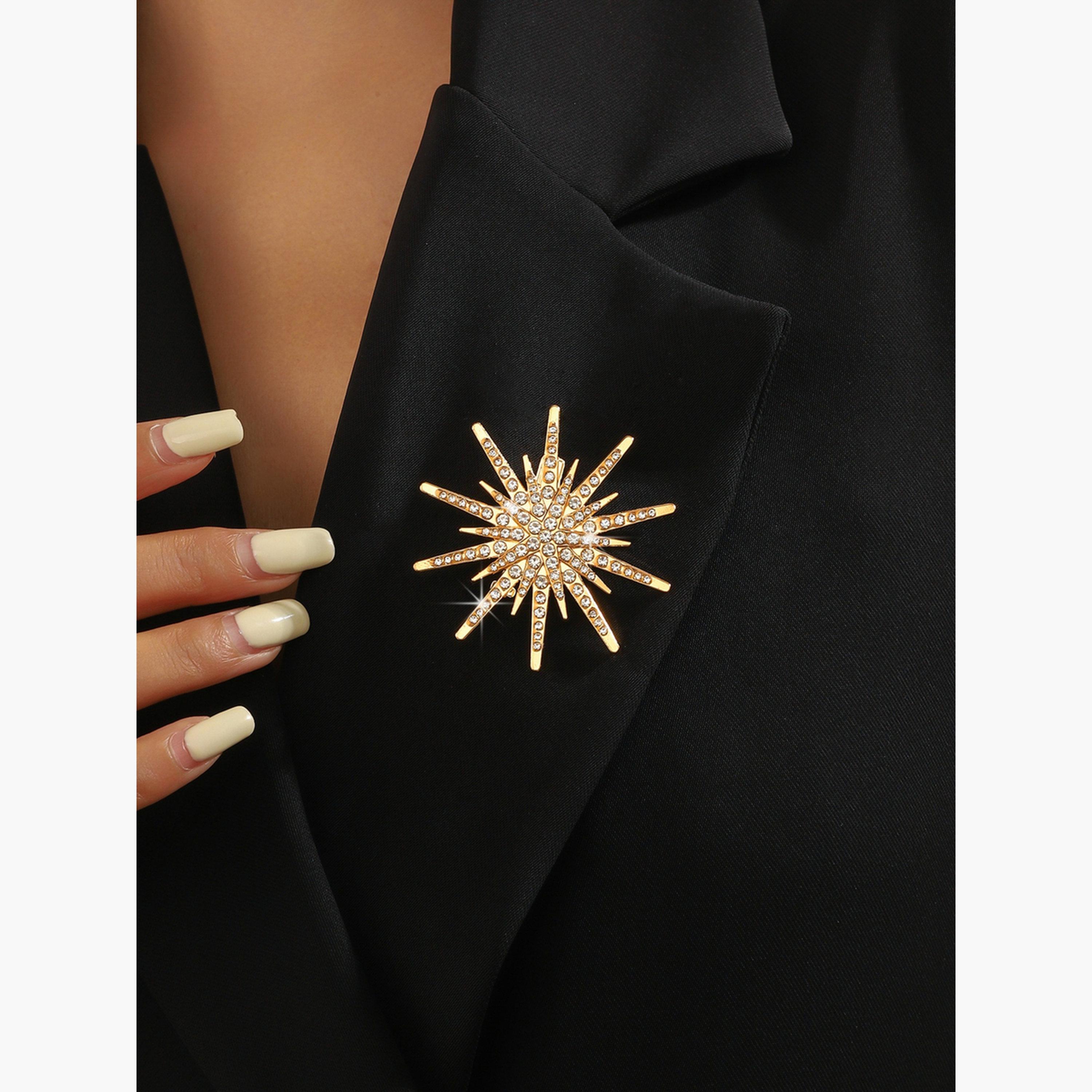 Take Two Sea Urchin Shaped Rhinestone Embellished Brooch-women-watchesandjewellery-jewellery-brooches-image-4