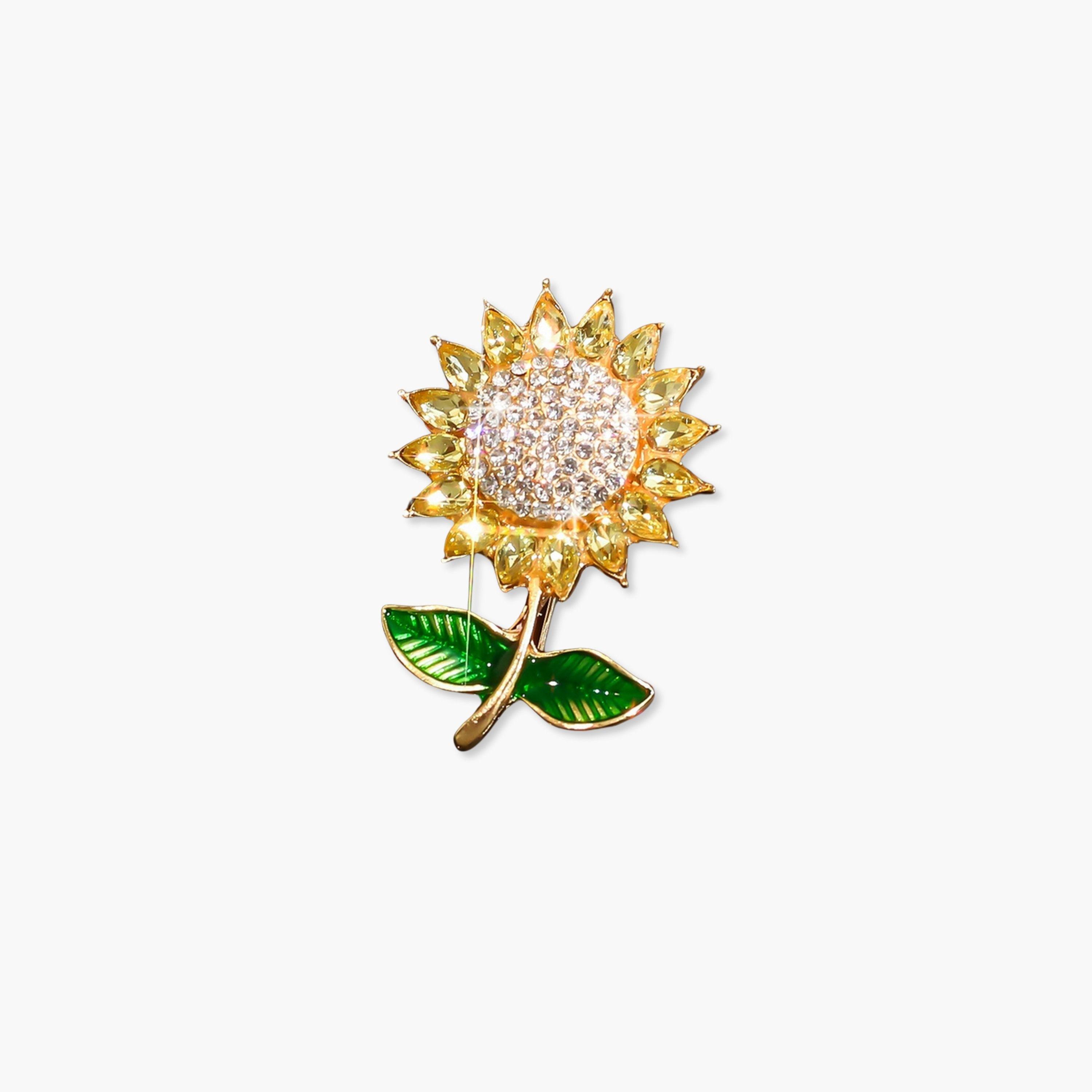 بروش مزين بالراين على شكل عباد الشمس-women-watchesandjewellery-jewellery-brooches-image-1
