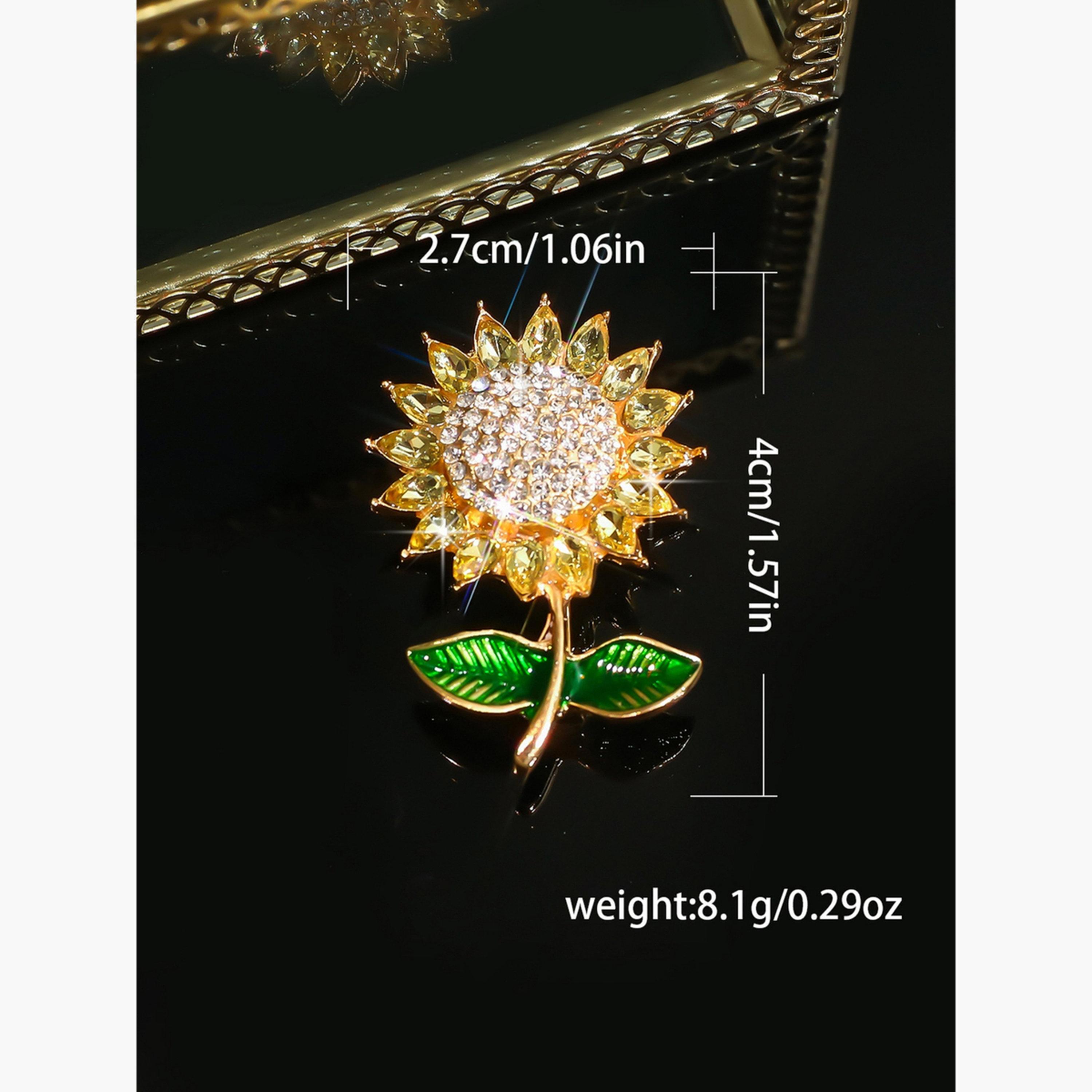 بروش مزين بالراين على شكل عباد الشمس-women-watchesandjewellery-jewellery-brooches-image-3