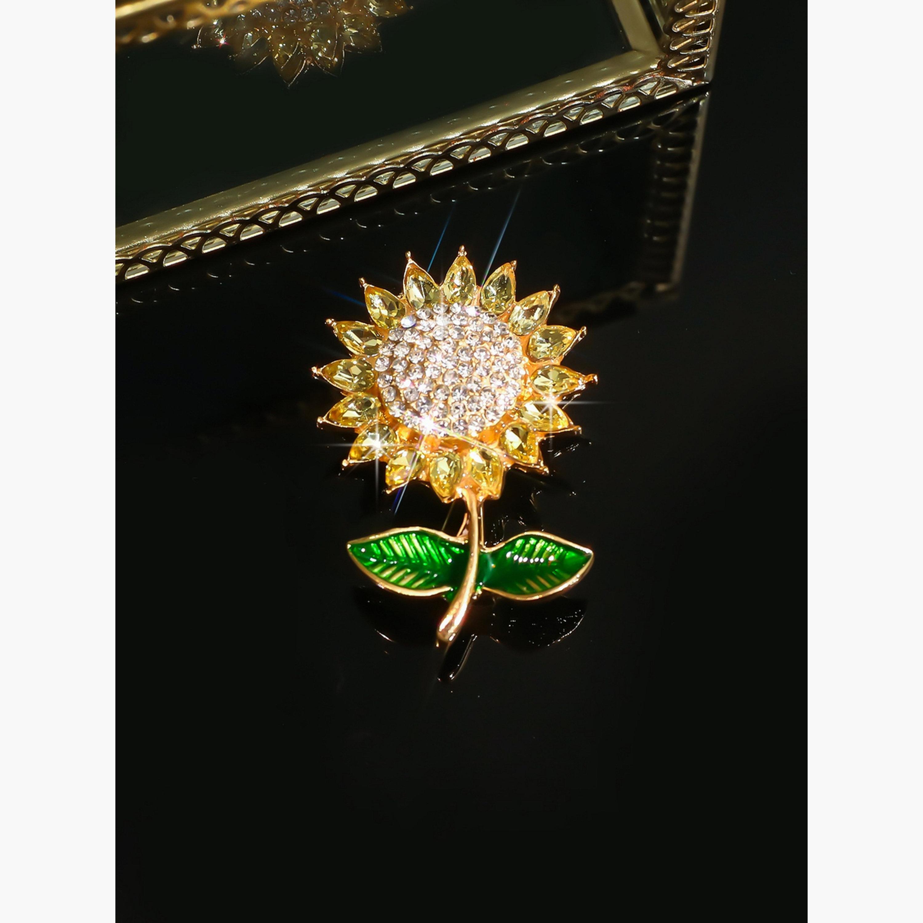بروش مزين بالراين على شكل عباد الشمس-women-watchesandjewellery-jewellery-brooches-image-5