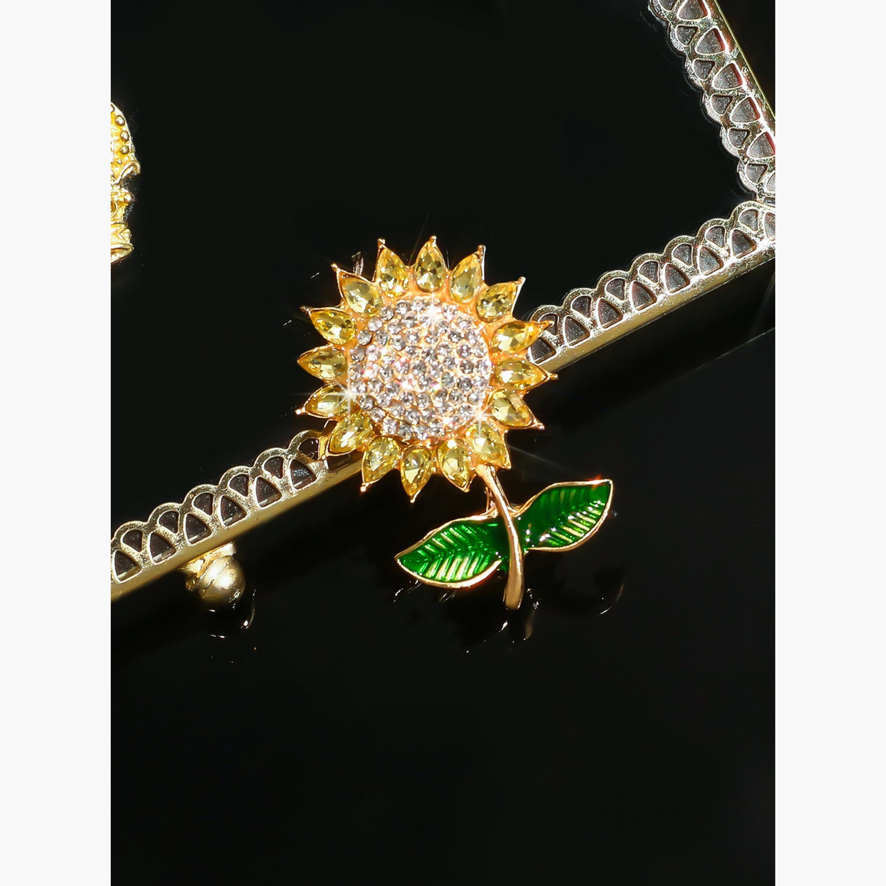 Take Two Sunflower Shaped Rhinestone Embellished Brooch-women-watchesandjewellery-jewellery-brooches-image-6