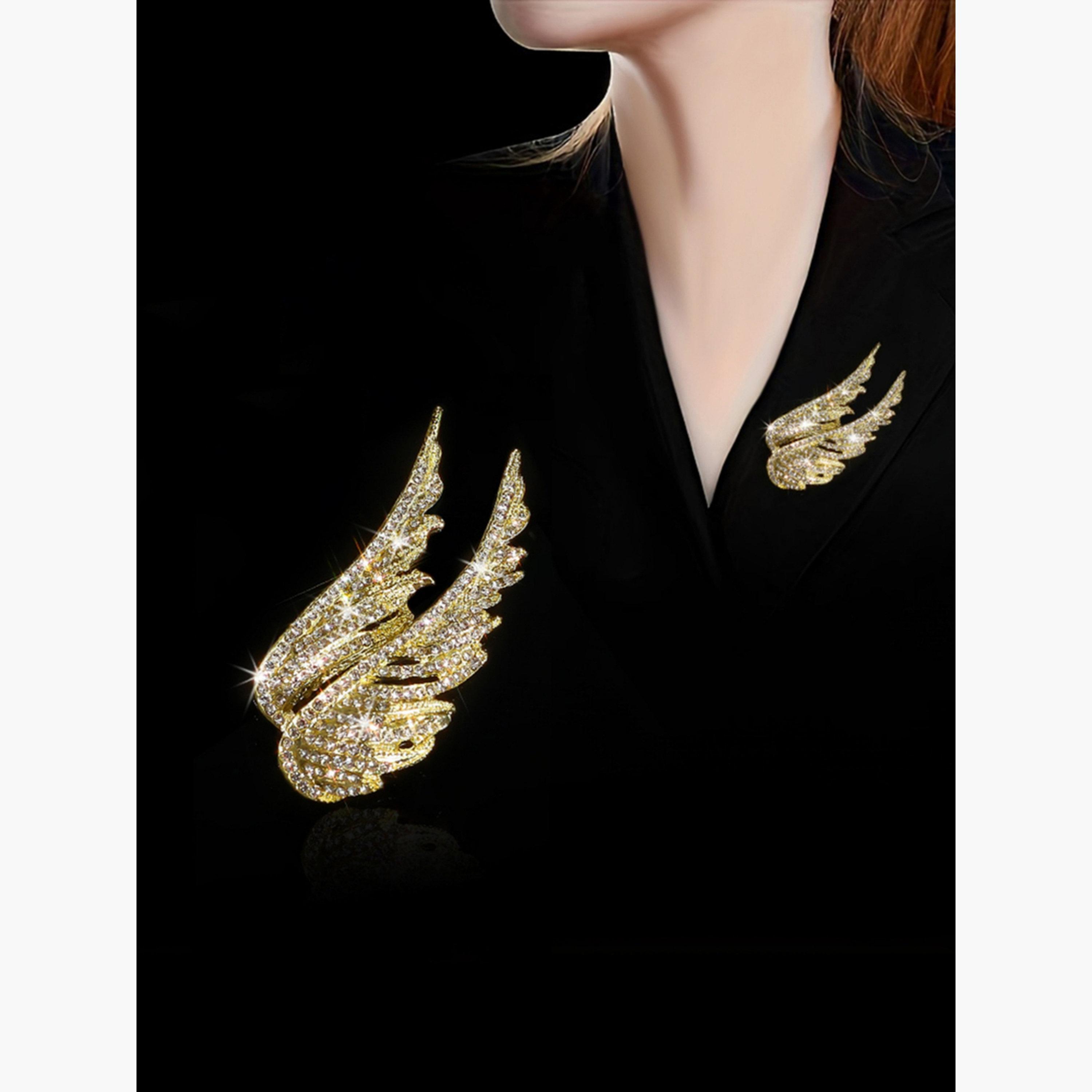 Take Two Wing Shaped Rhinestone Embellished Brooch-women-watchesandjewellery-jewellery-brooches-image-2