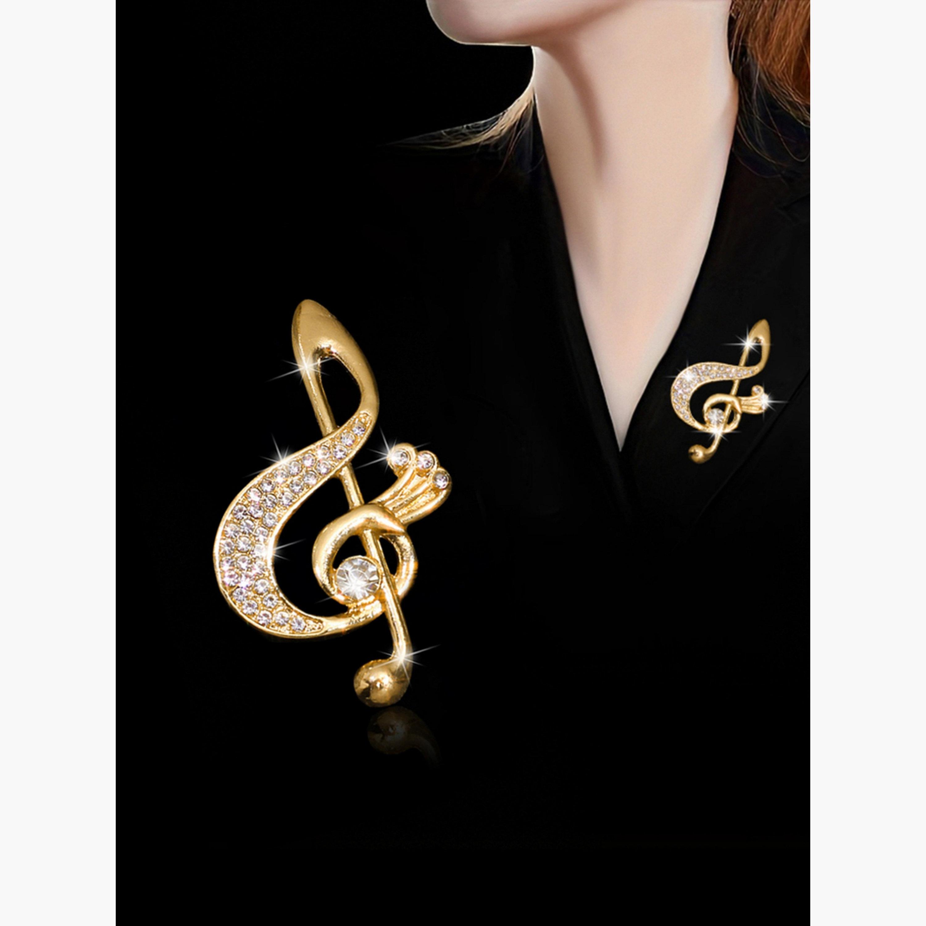 Take Two Musical Note Shaped Rhinestone Brooch-women-watchesandjewellery-jewellery-brooches-image-2