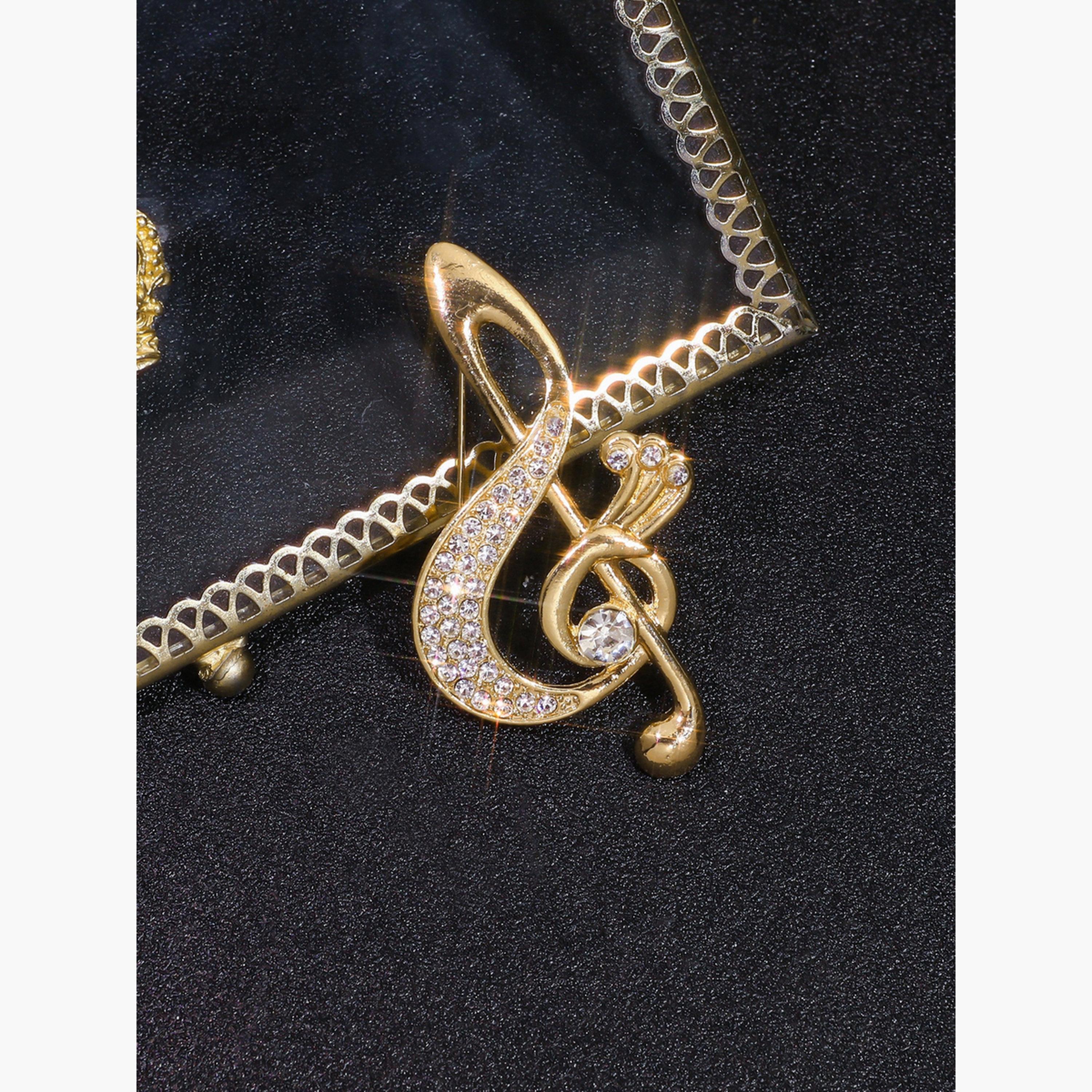 Take Two Musical Note Shaped Rhinestone Brooch-women-watchesandjewellery-jewellery-brooches-image-4
