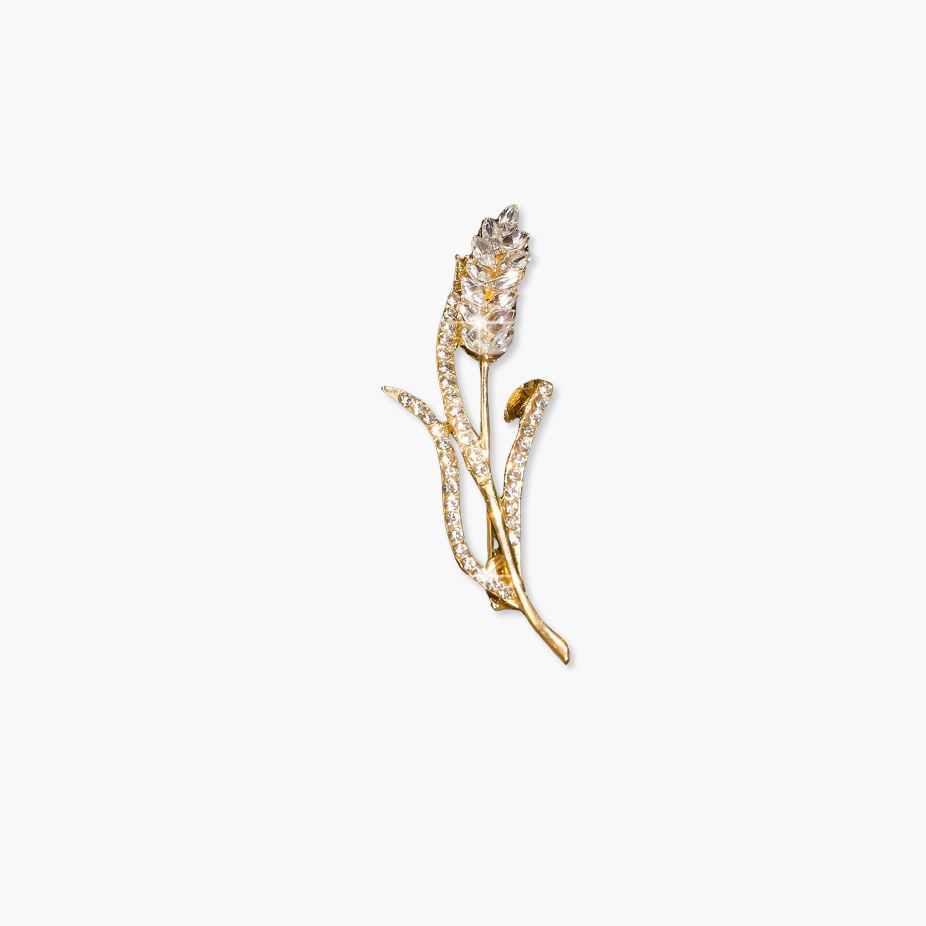 Take Two Wheat Shaped Rhinestone Embellished Brooch-women-watchesandjewellery-jewellery-brooches-image-1