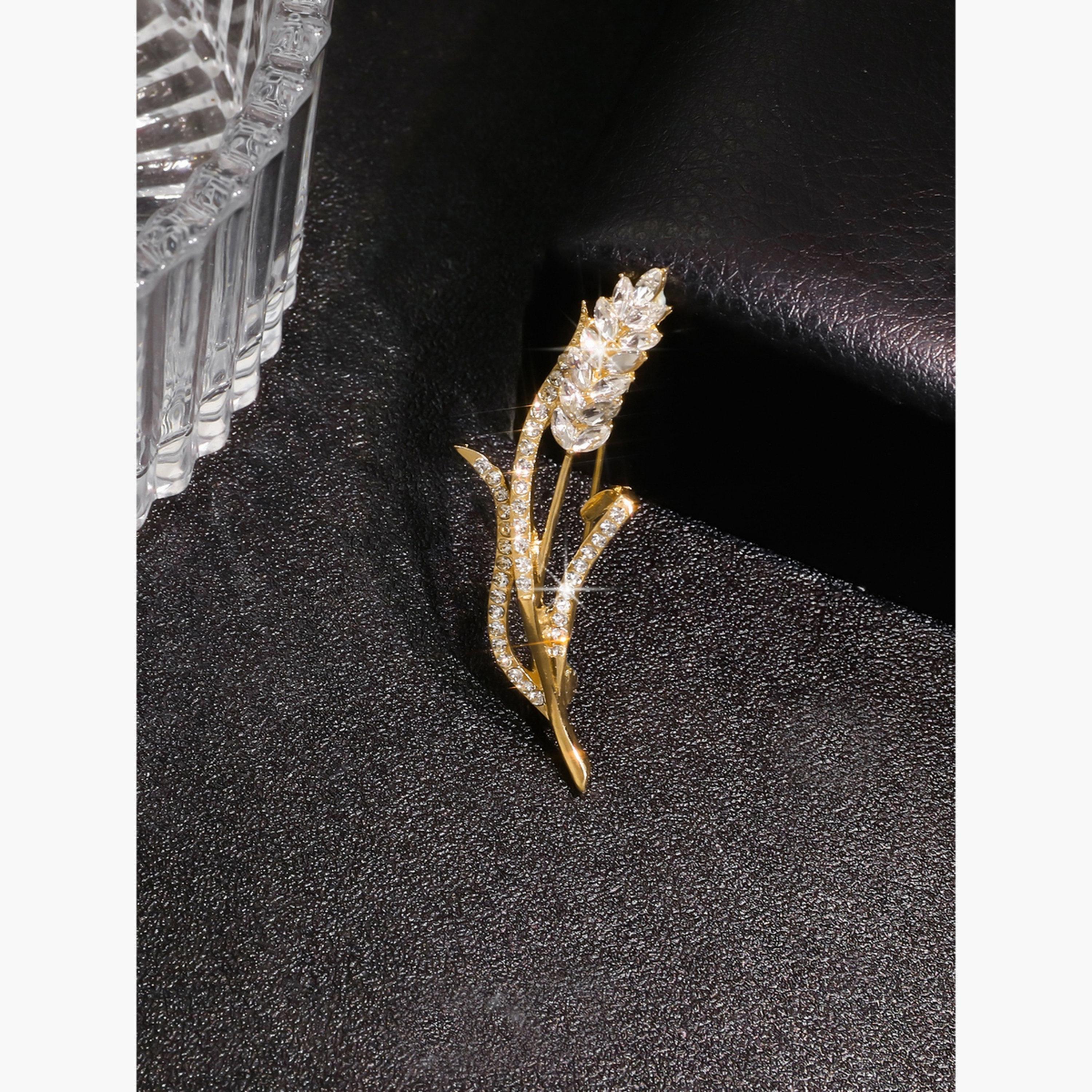 Take Two Wheat Shaped Rhinestone Embellished Brooch-women-watchesandjewellery-jewellery-brooches-image-5