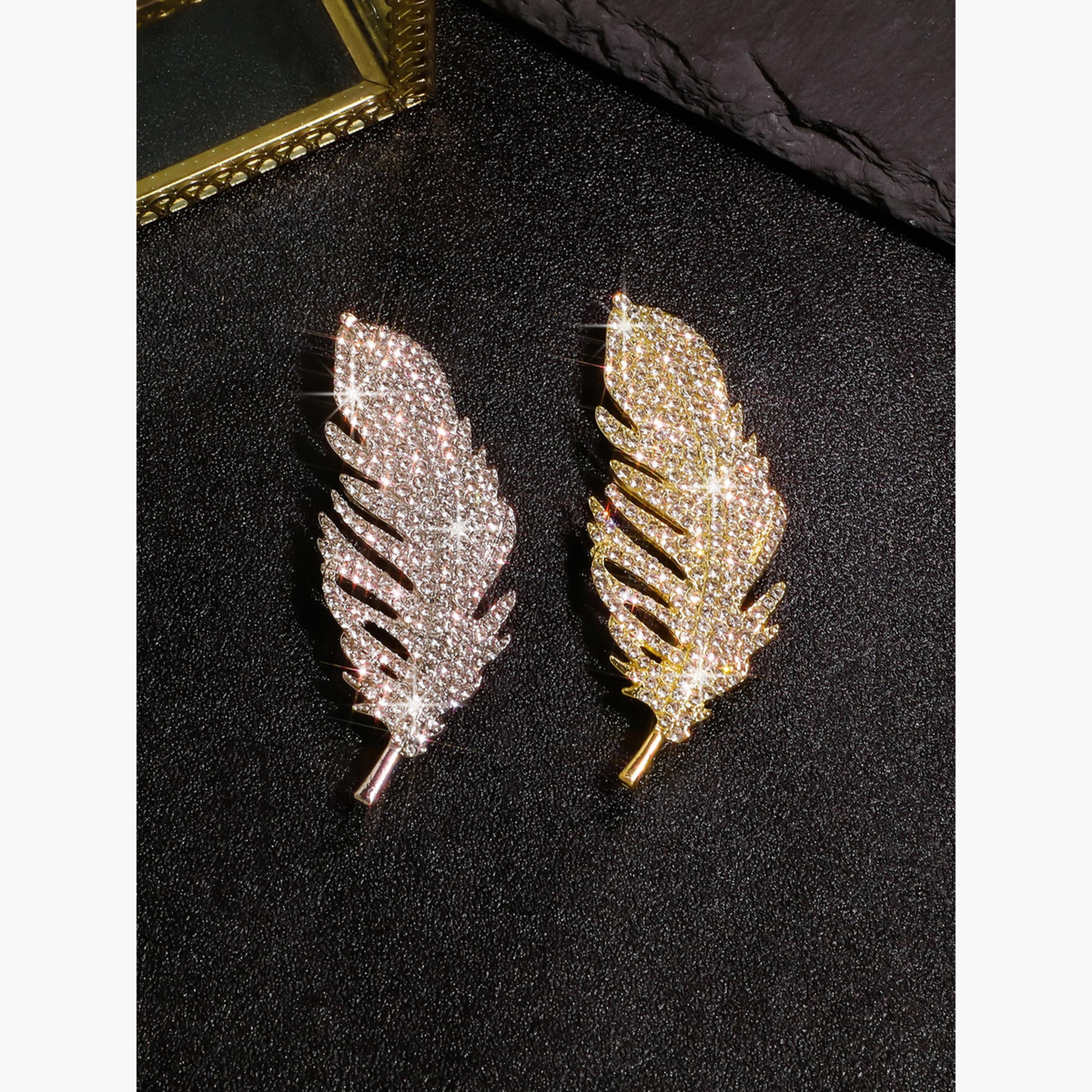 Take Two Feather Shaped Rhinestone Embellished Brooch-women-watchesandjewellery-jewellery-brooches-image-5