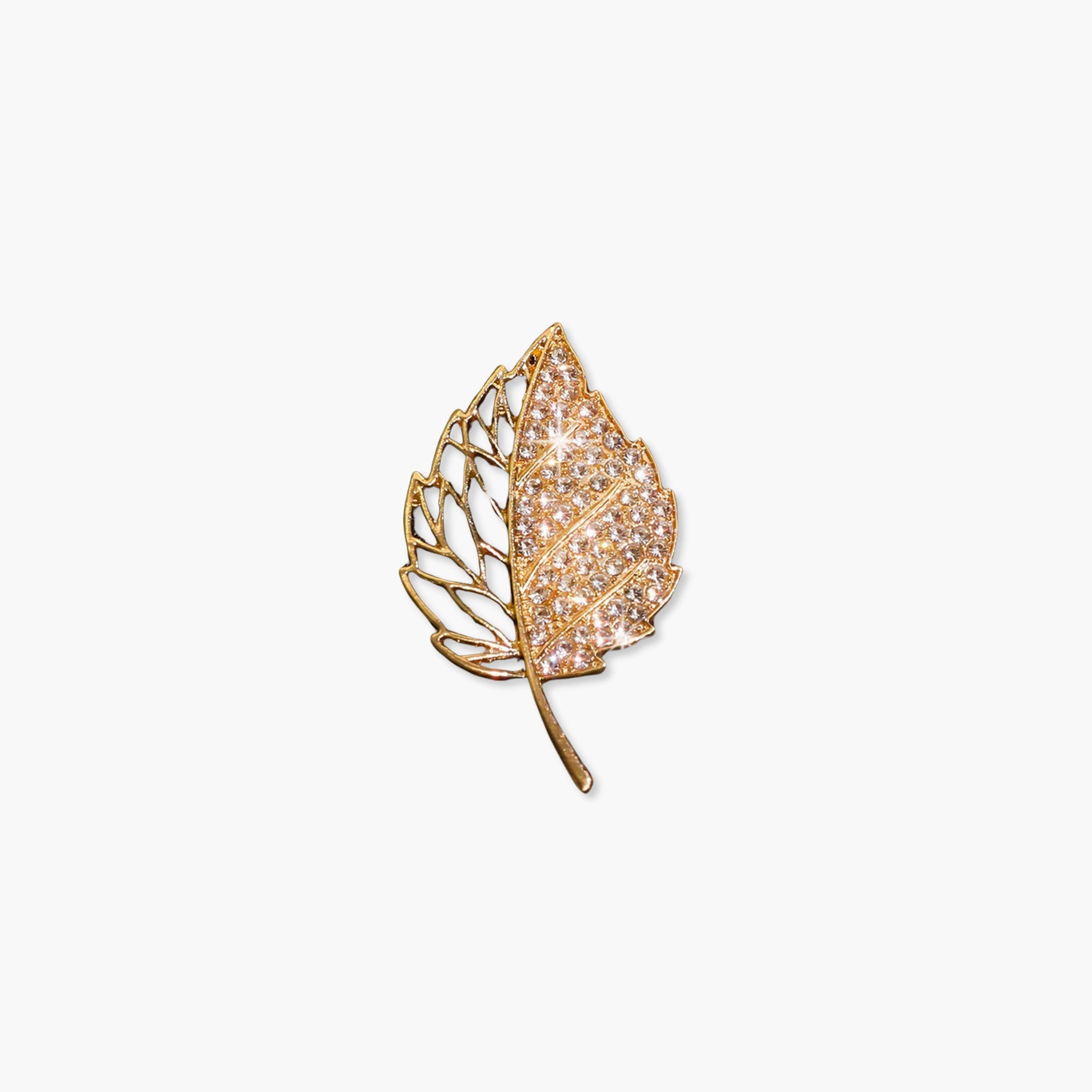 Take Two Leaf Shaped Rhinestone Embellished Brooch-women-watchesandjewellery-jewellery-brooches-image-1