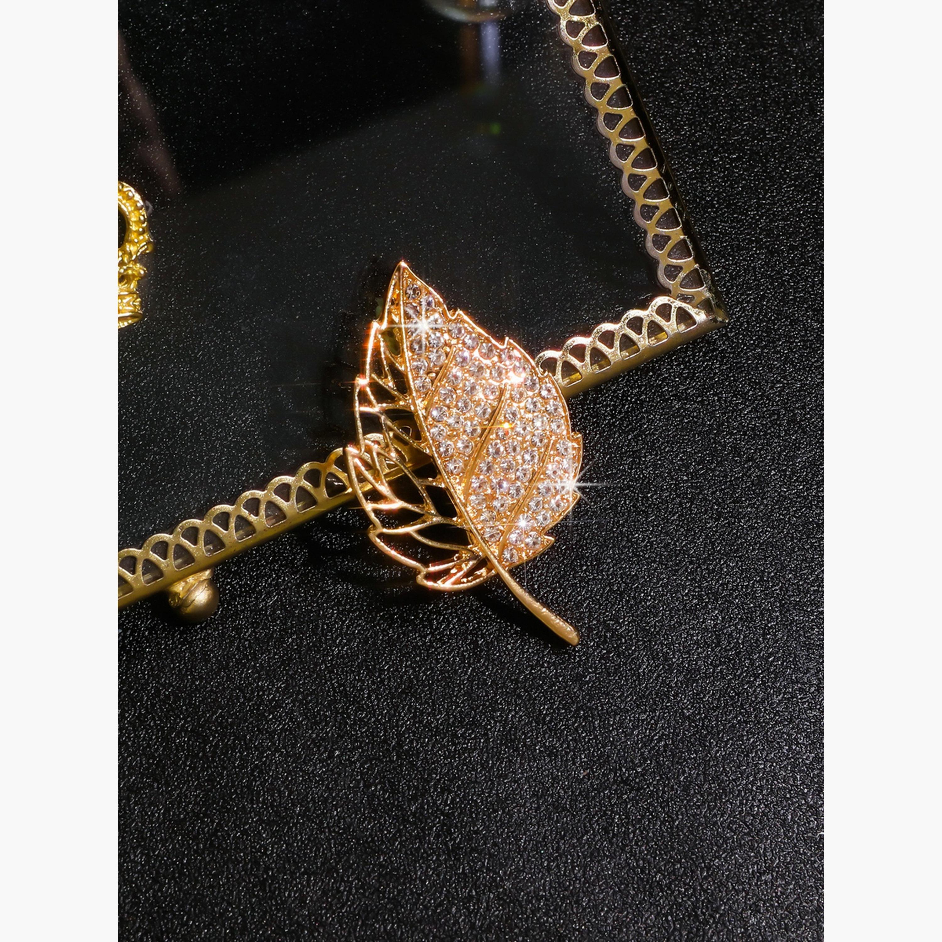 Take Two Leaf Shaped Rhinestone Embellished Brooch-women-watchesandjewellery-jewellery-brooches-image-3