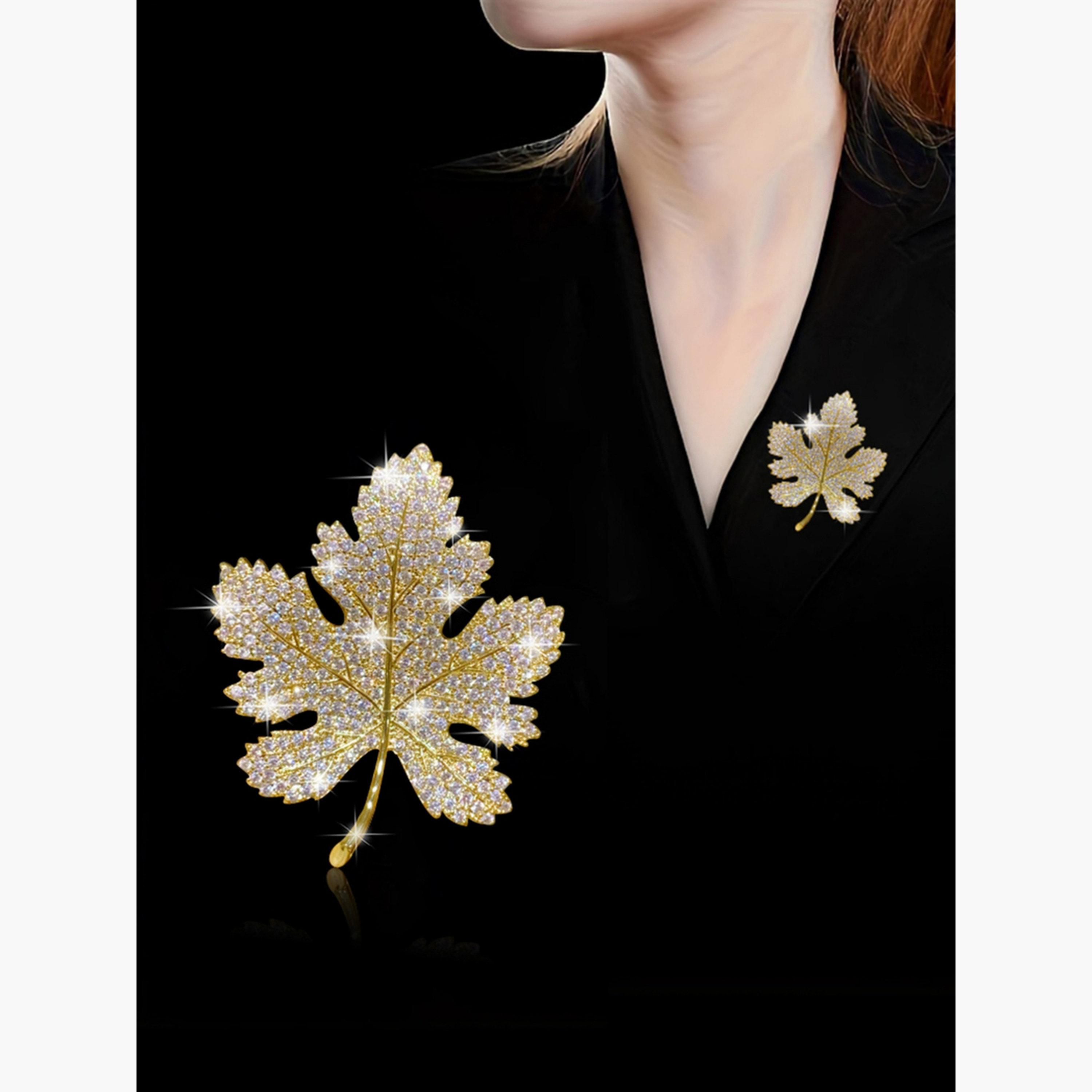 Take Two Maple Leaf Shaped Rhinestone Brooch-women-watchesandjewellery-jewellery-brooches-image-2