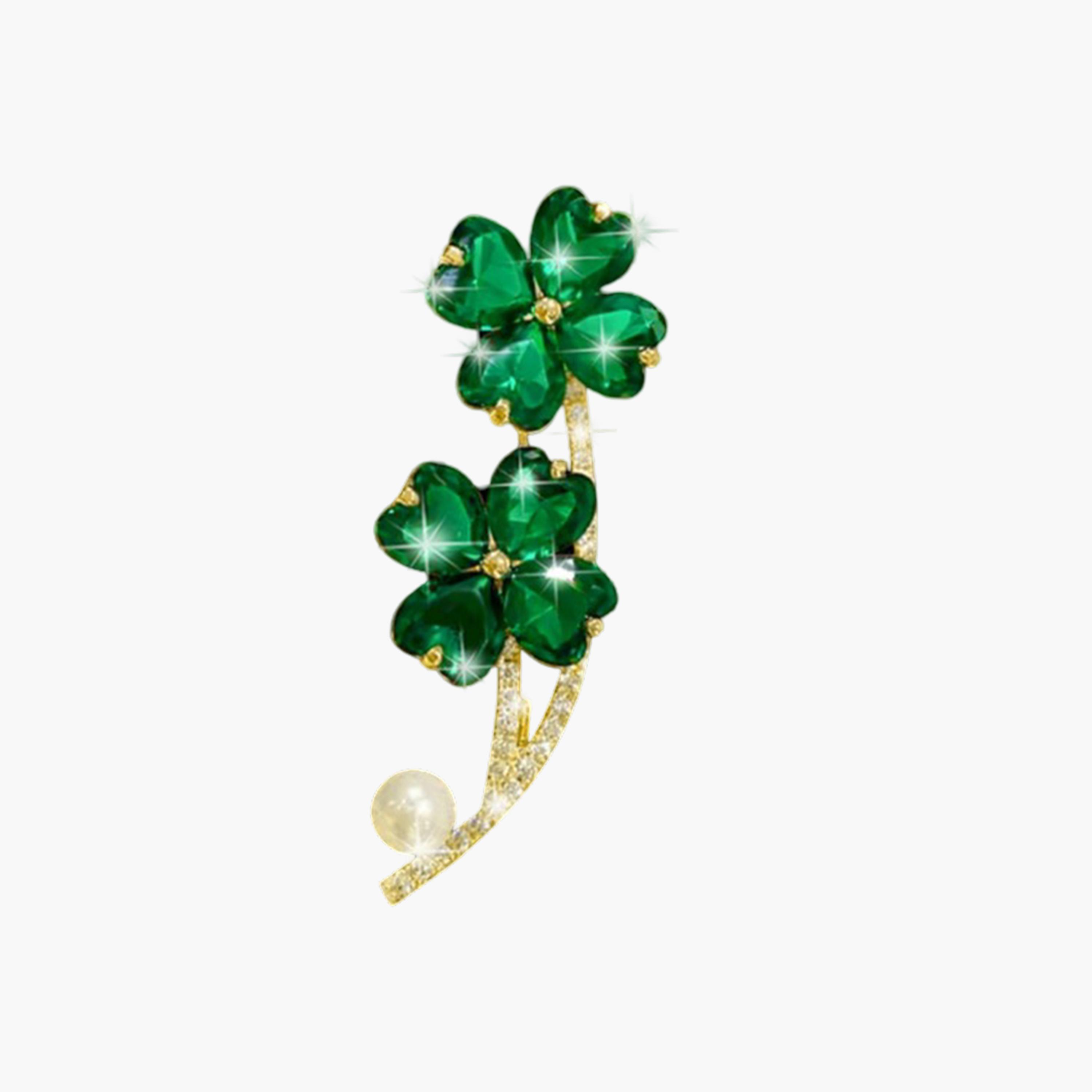 Take Two Lucky Clover Shaped Rhinestone Brooch-women-watchesandjewellery-jewellery-brooches-image-1