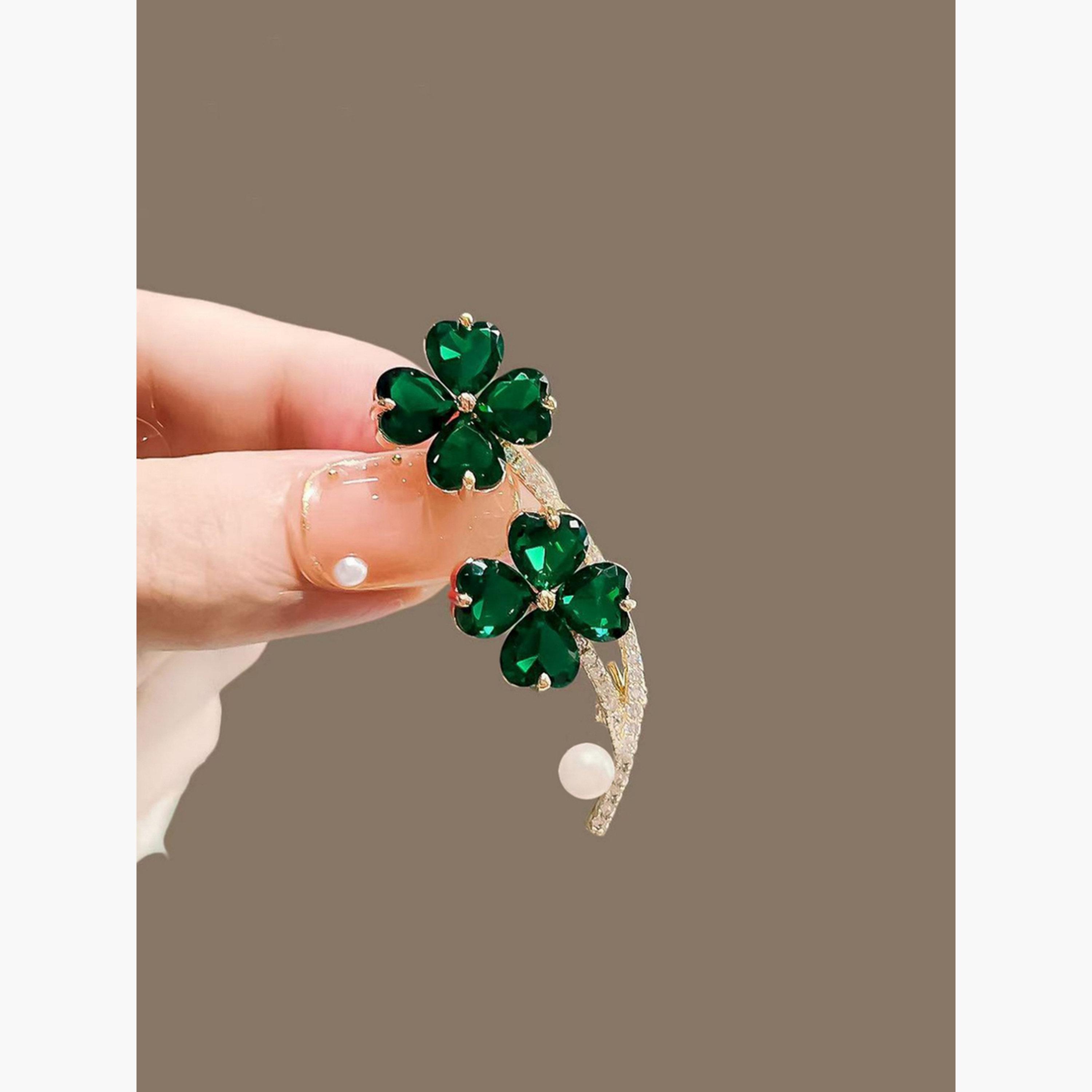 Take Two Lucky Clover Shaped Rhinestone Brooch-women-watchesandjewellery-jewellery-brooches-image-3