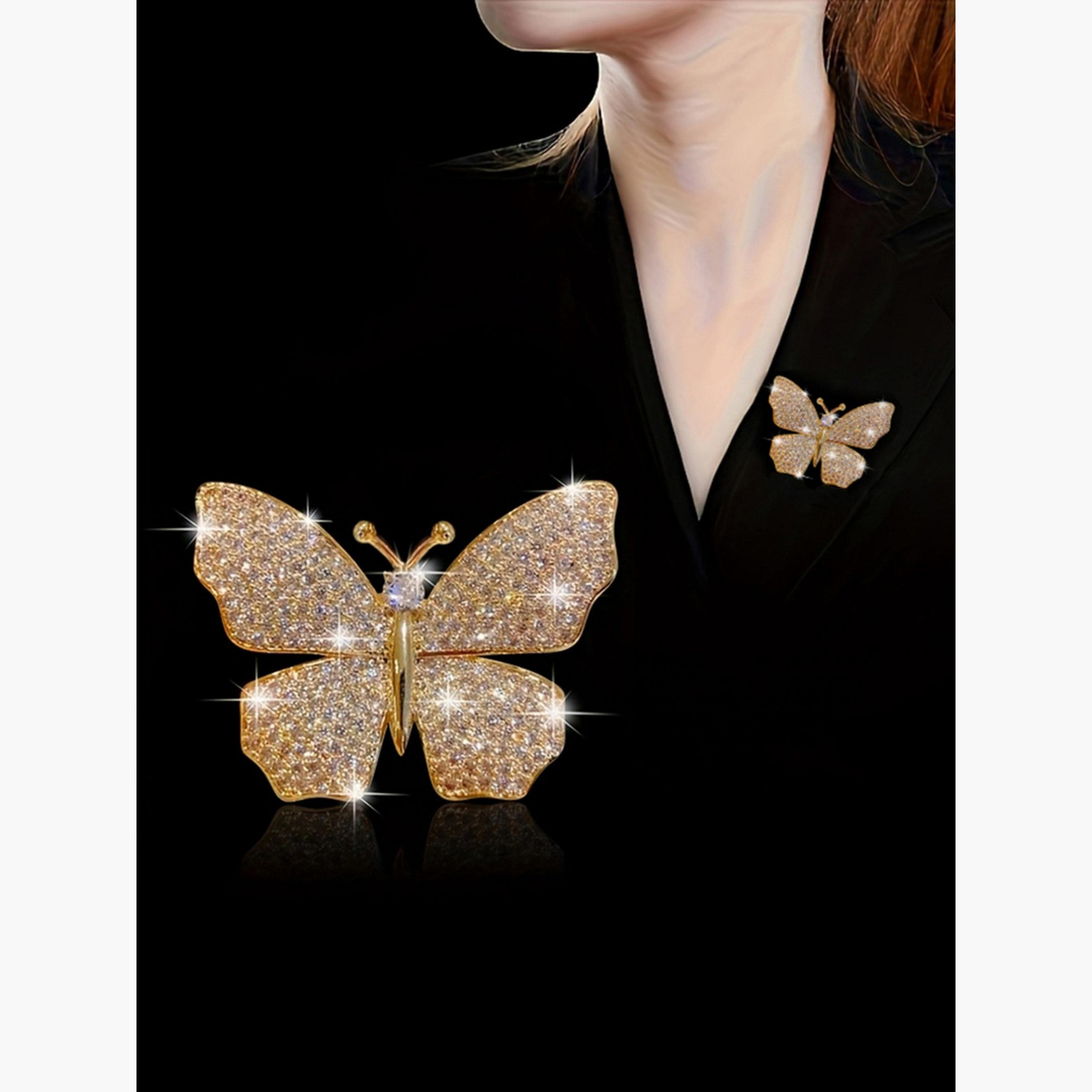Take Two Butterfly Shaped Rhinestone Embellished Brooch-women-watchesandjewellery-jewellery-brooches-image-2