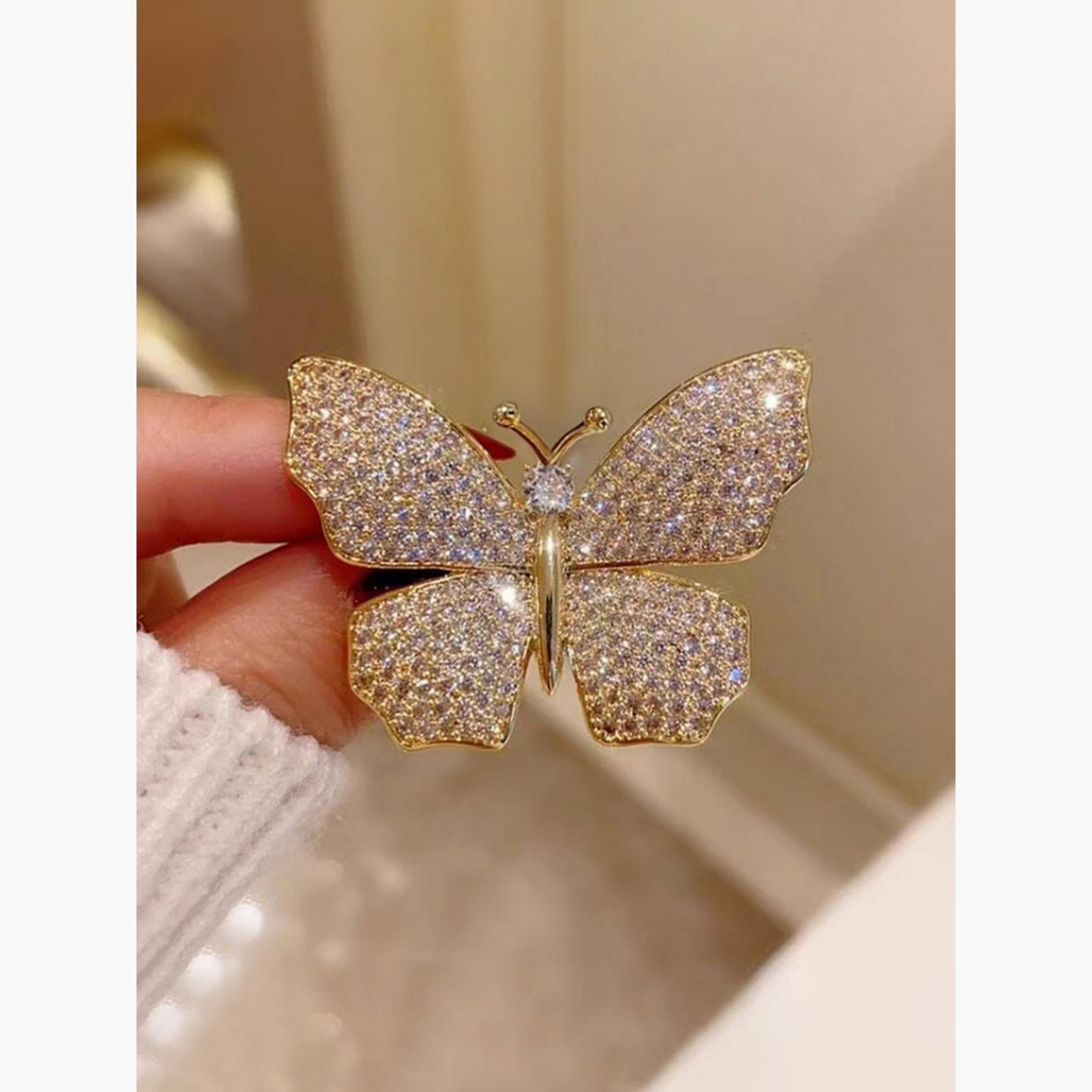 Take Two Butterfly Shaped Rhinestone Embellished Brooch-women-watchesandjewellery-jewellery-brooches-image-4