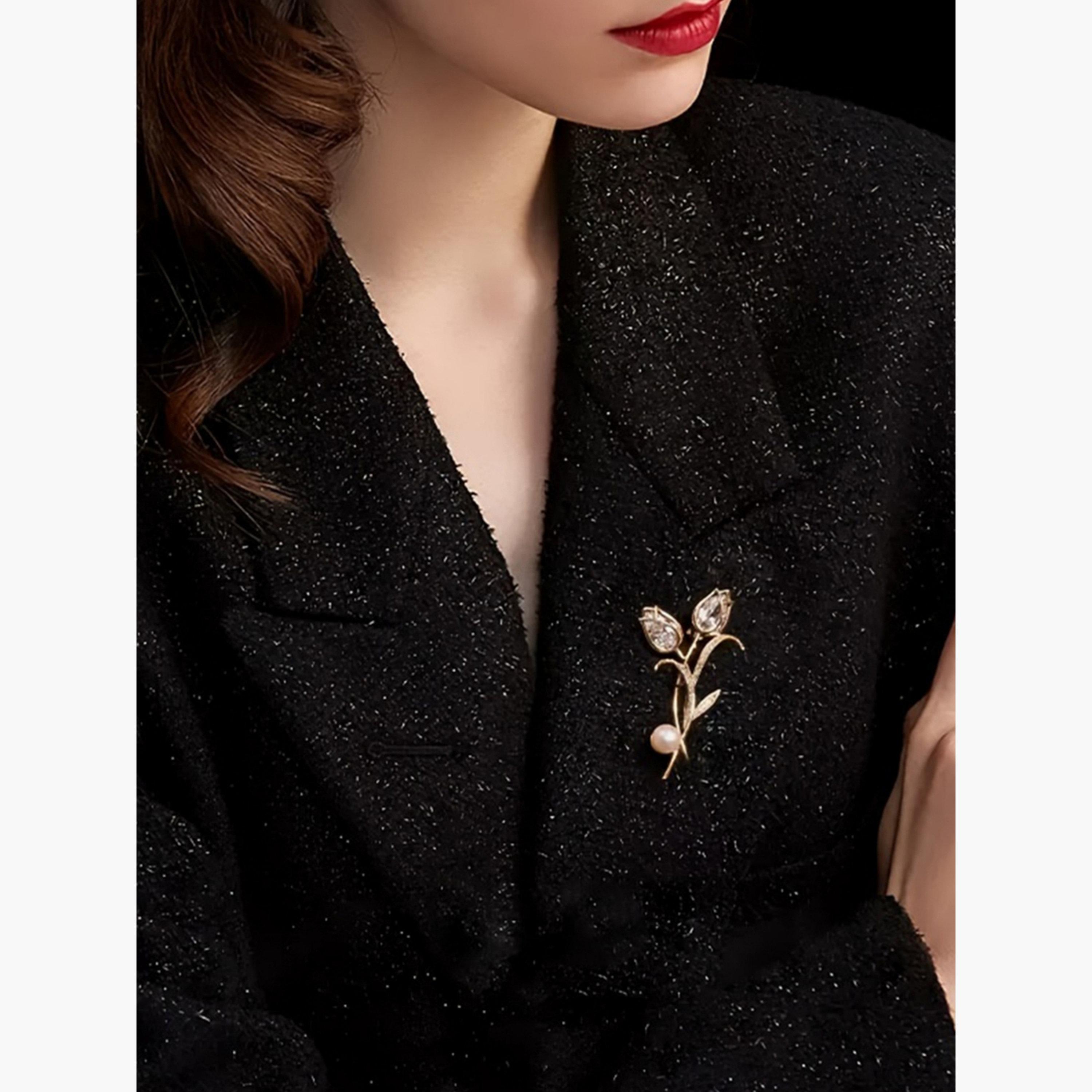 Take Two Flower Shaped Rhinestone Embellished Brooch-women-watchesandjewellery-jewellery-brooches-image-3