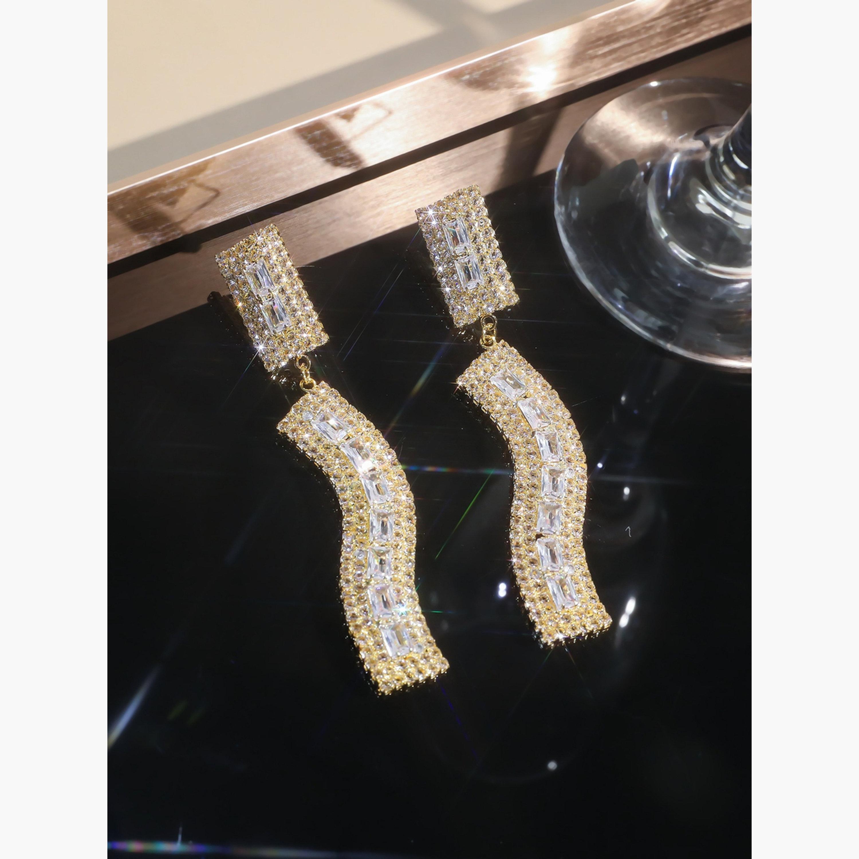 Take Two Rhinestone Embellished Dangle Earrings-women-watchesandjewellery-jewellery-earrings-image-3