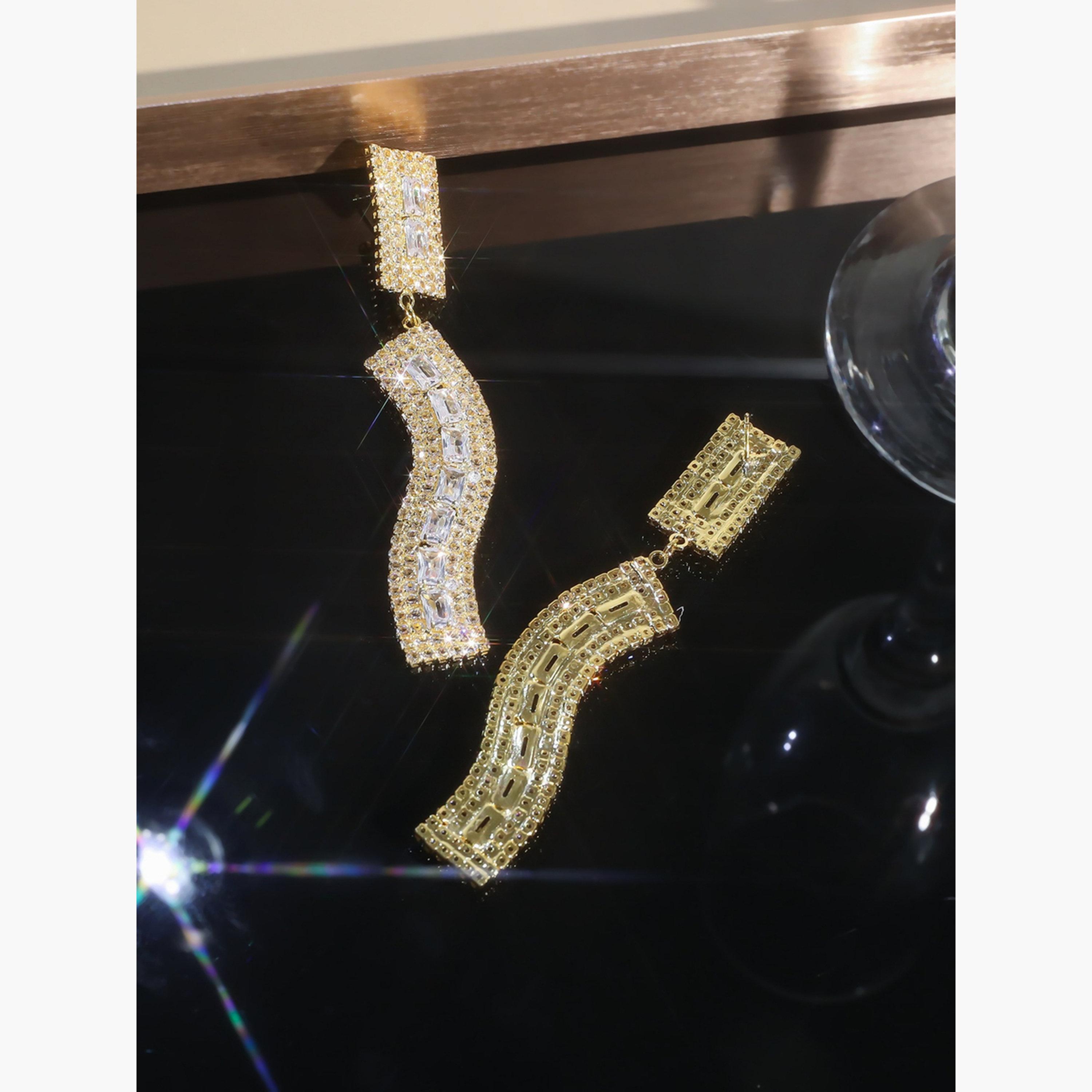 Take Two Rhinestone Embellished Dangle Earrings-women-watchesandjewellery-jewellery-earrings-image-5