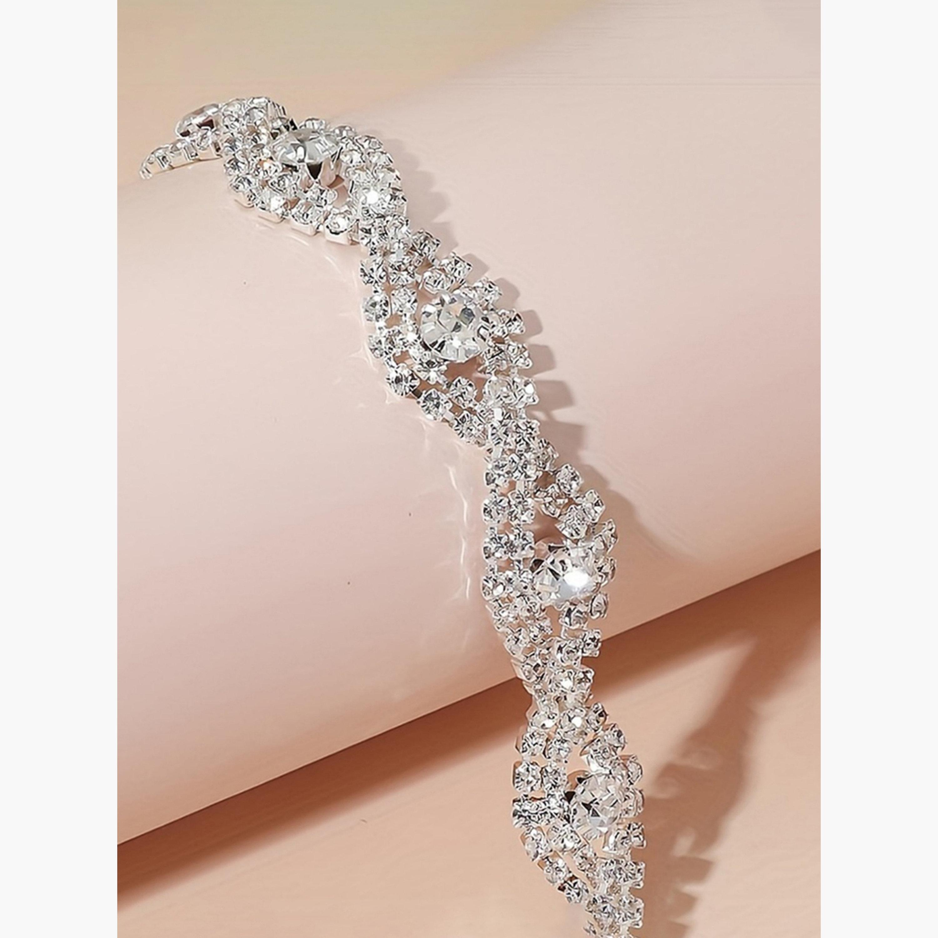 Take Two Silver Rhinestone Embellished Bracelet-women-watchesandjewellery-jewellery-banglesandbracelets-image-3