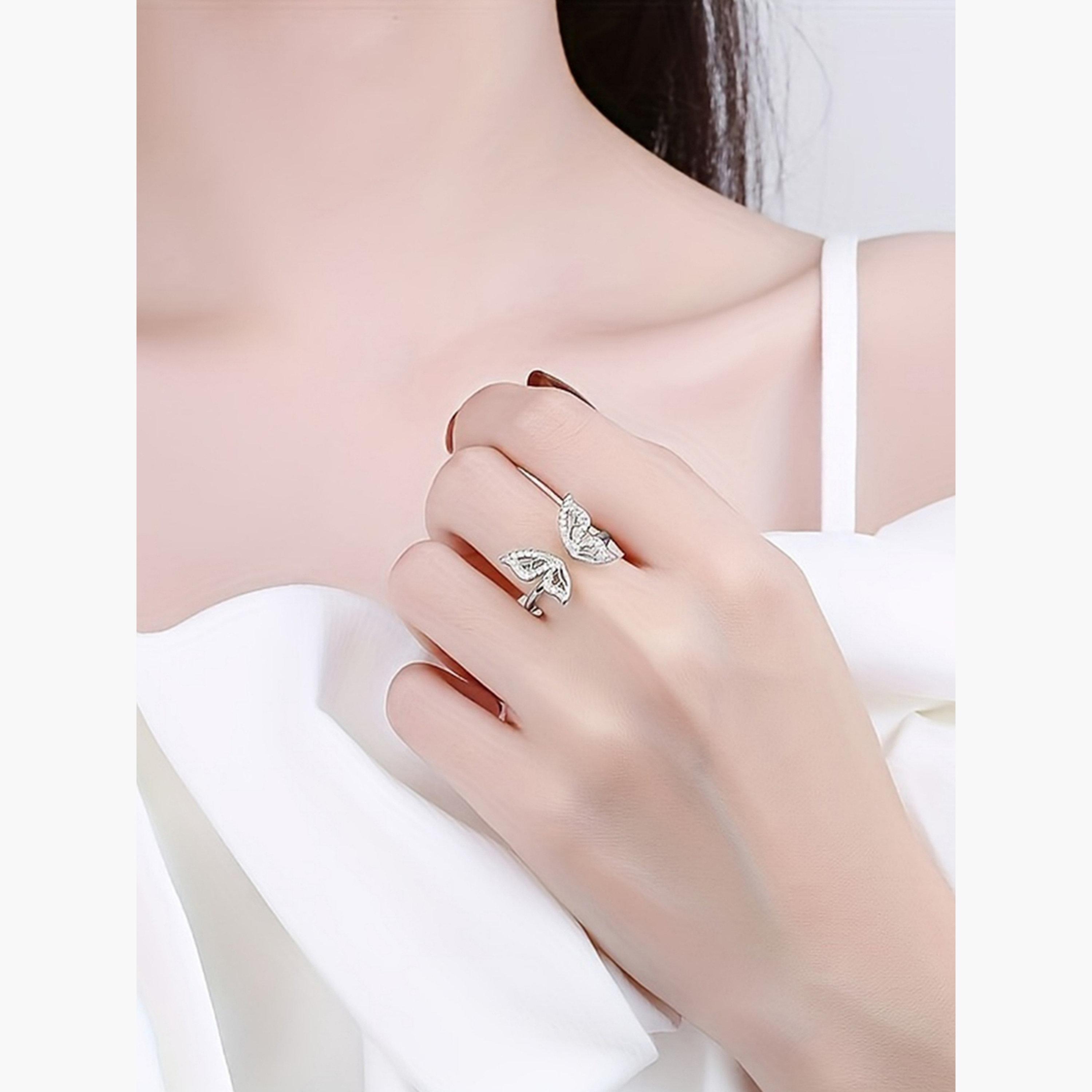 Take Two Silver Butterfly Shaped Open Ring-women-watchesandjewellery-jewellery-rings-image-3