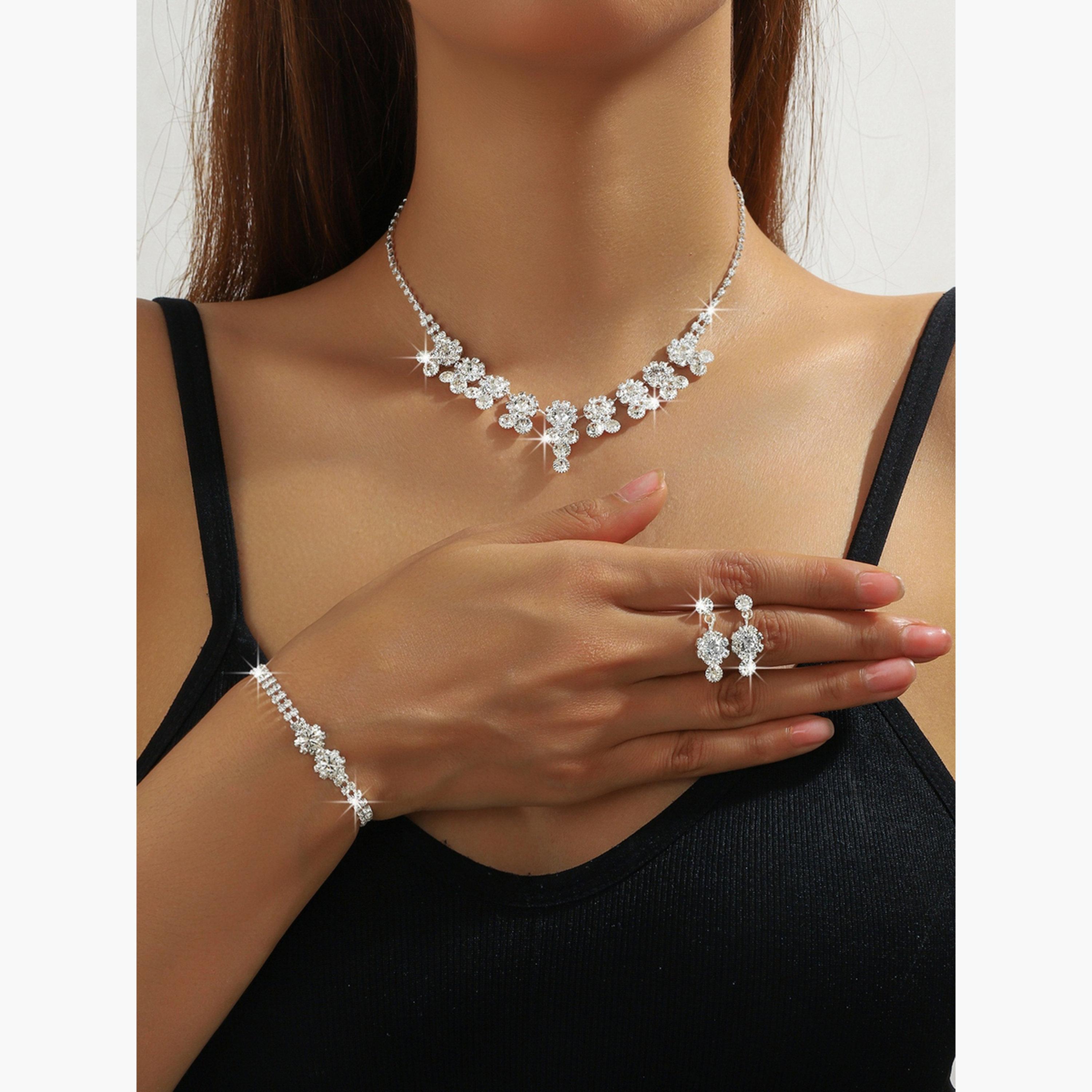 طقم من عقد وسوار وأقراط مزين بالراين-women-watchesandjewellery-jewellery-jewellerysets-image-2