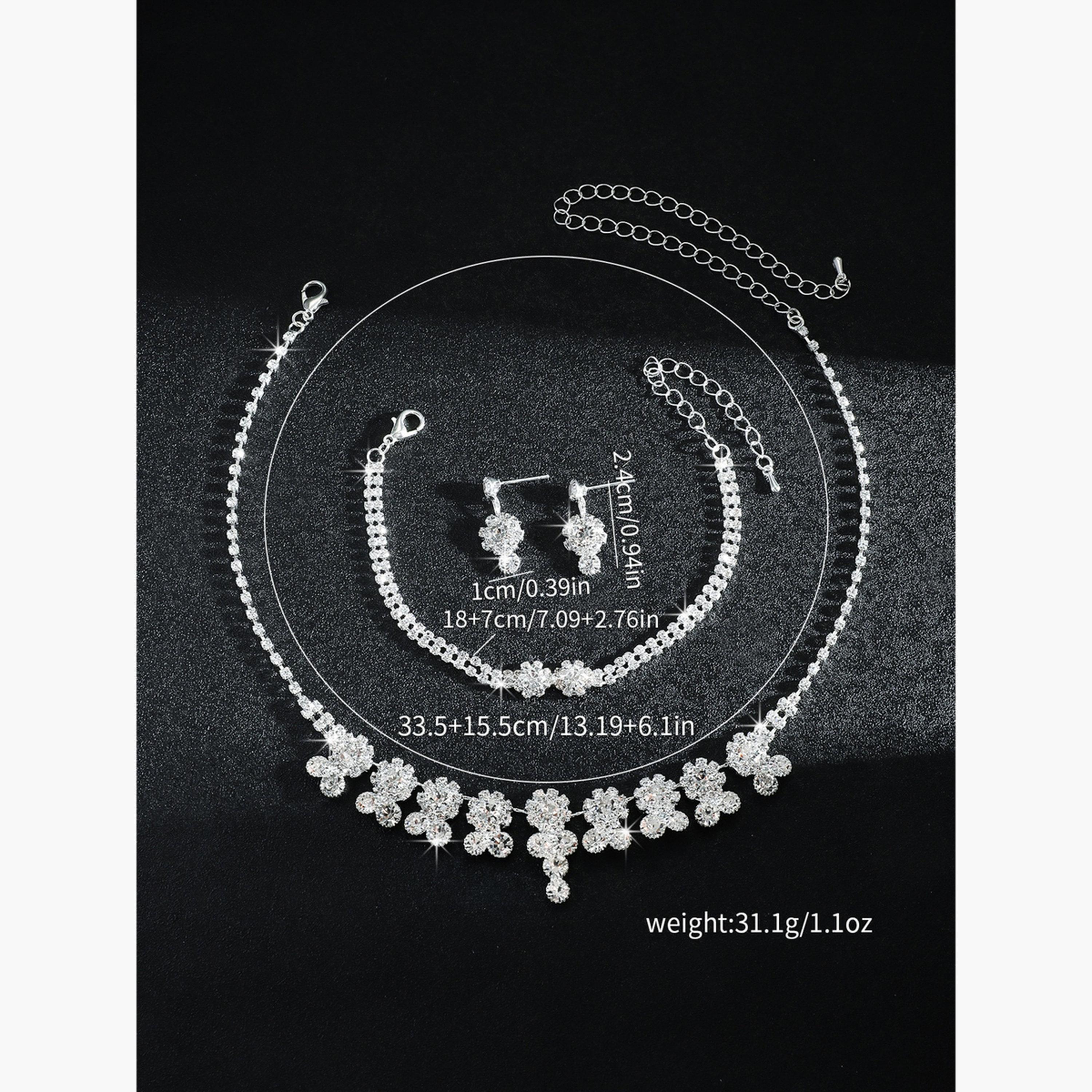 Take Two Silver Rhinestone Embellished Necklace with Bracelet and Earrings Set-women-watchesandjewellery-jewellery-jewellerysets-image-6