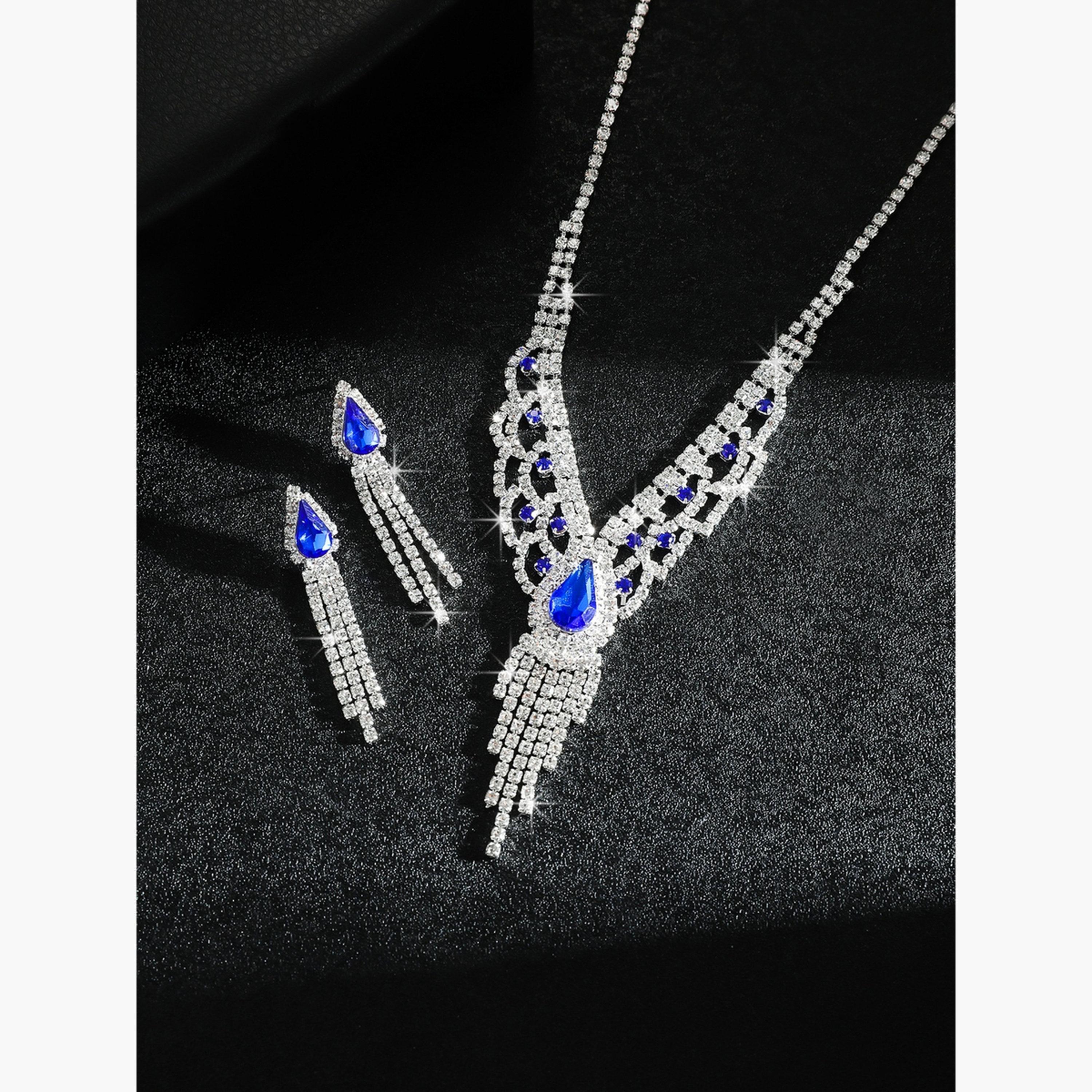 طقم من عقد وأقراط مزين بالراين-women-watchesandjewellery-jewellery-jewellerysets-image-4