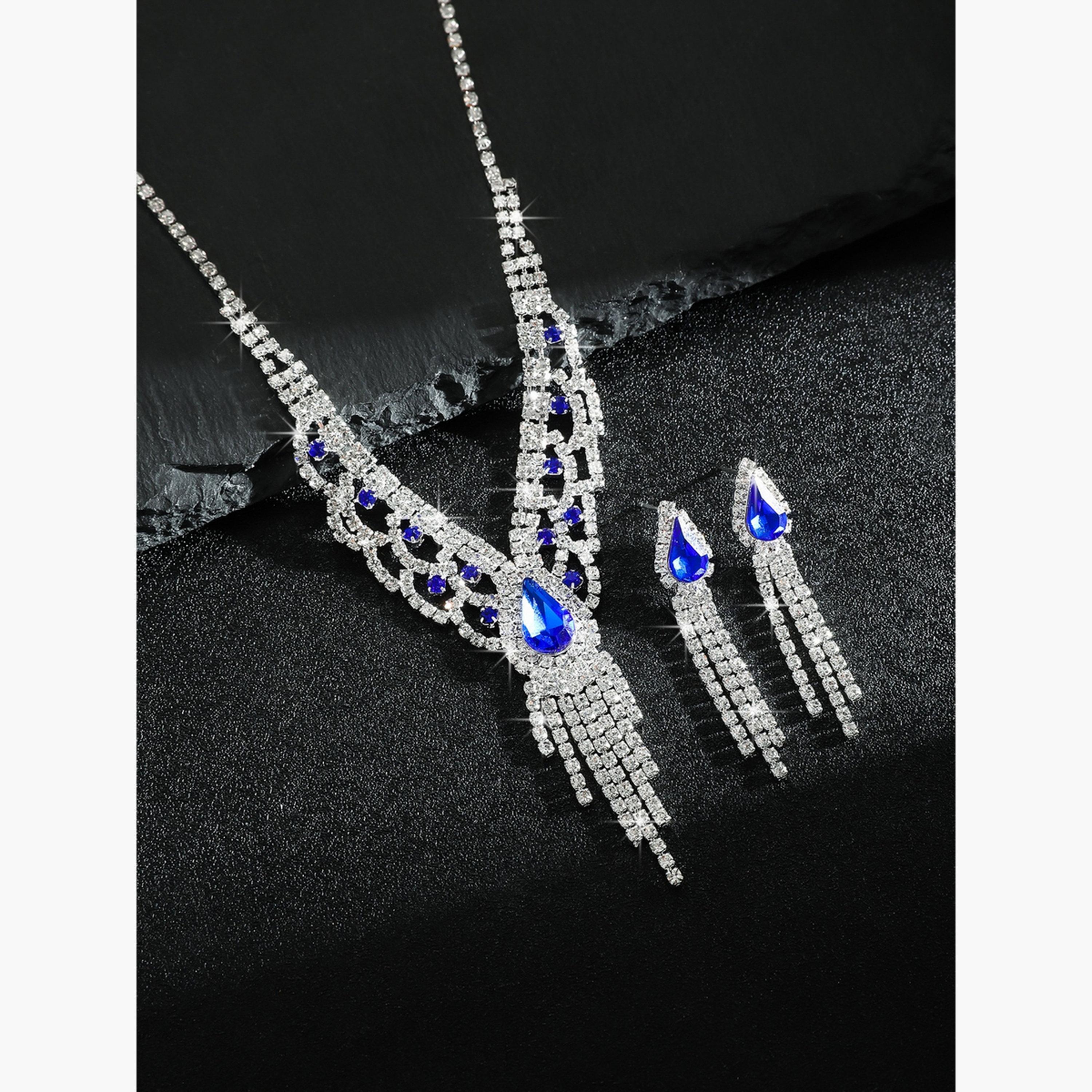 Take Two Rhinestone Embellished Necklace with Earrings Set-women-watchesandjewellery-jewellery-jewellerysets-image-5