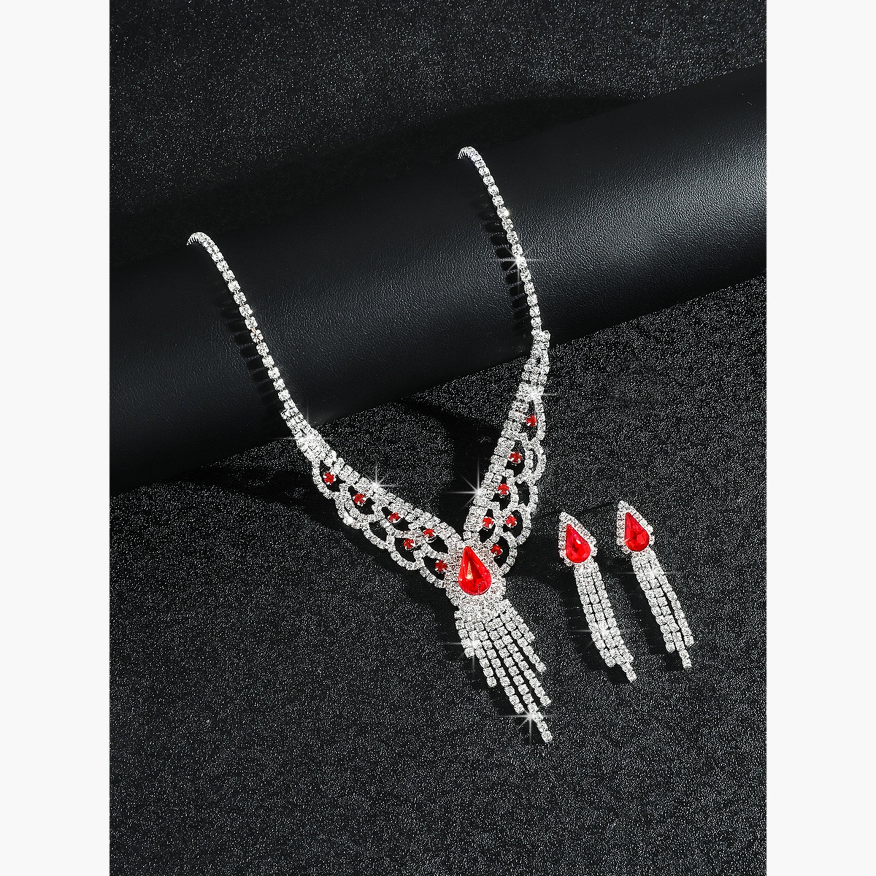 Take Two Rhinestone Embellished Necklace with Earrings Set-women-watchesandjewellery-jewellery-jewellerysets-image-6