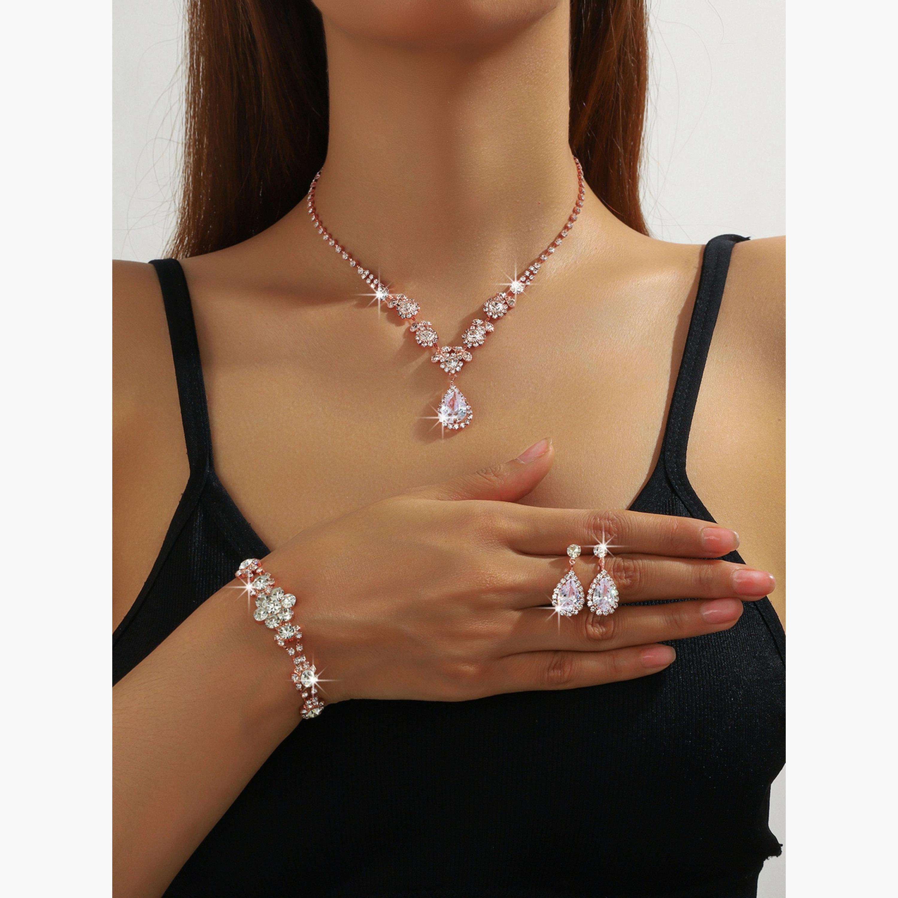 طقم من عقد وسوار وأقراط مزين بالراين-women-watchesandjewellery-jewellery-jewellerysets-image-2