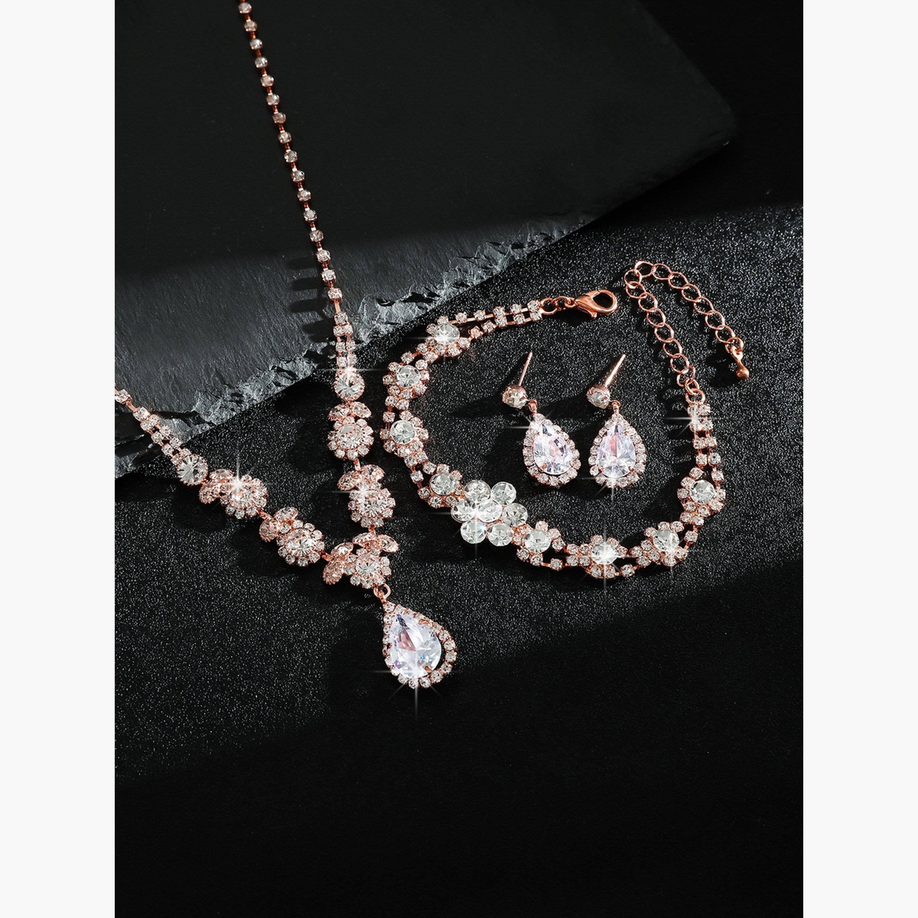 طقم من عقد وسوار وأقراط مزين بالراين-women-watchesandjewellery-jewellery-jewellerysets-image-3