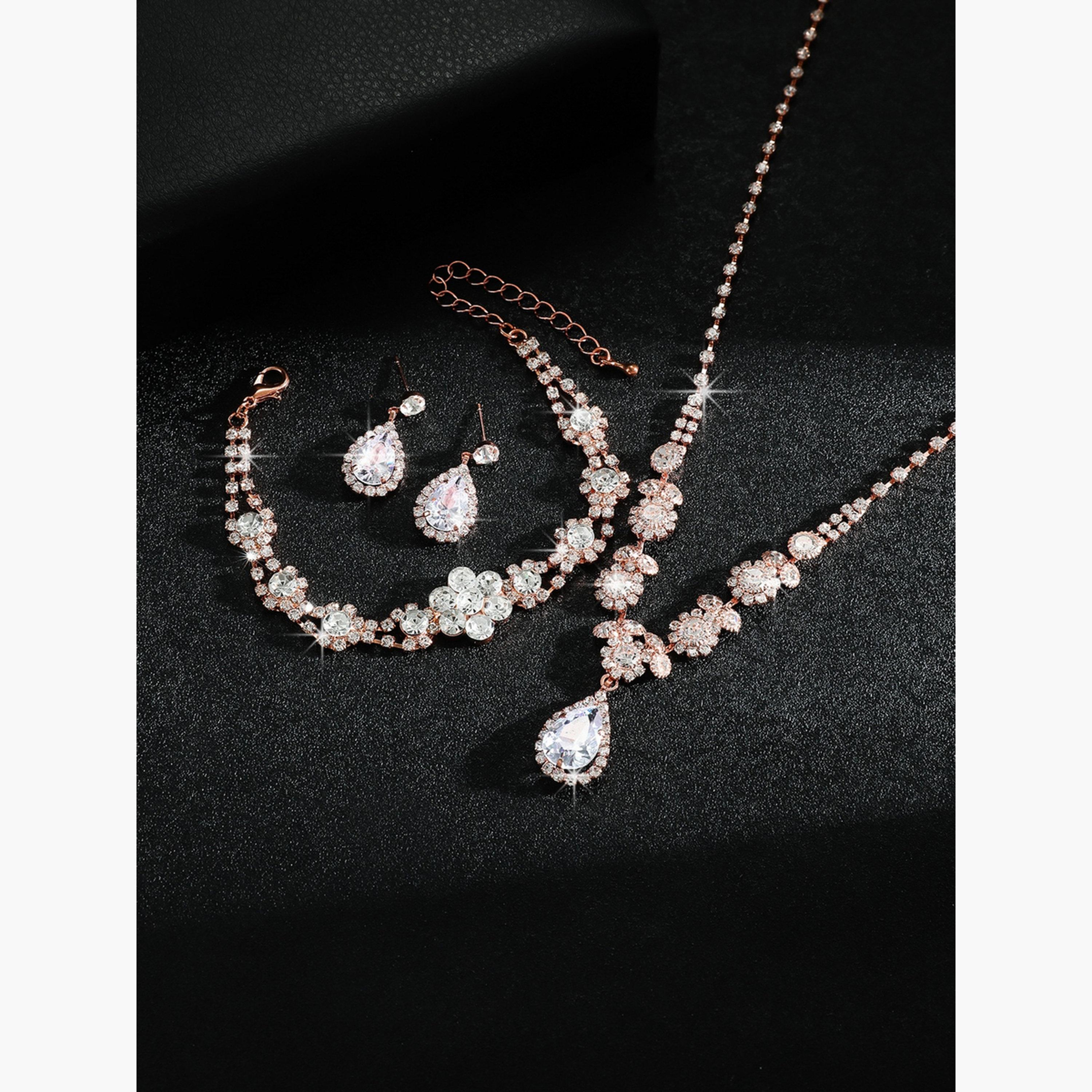 طقم من عقد وسوار وأقراط مزين بالراين-women-watchesandjewellery-jewellery-jewellerysets-image-4