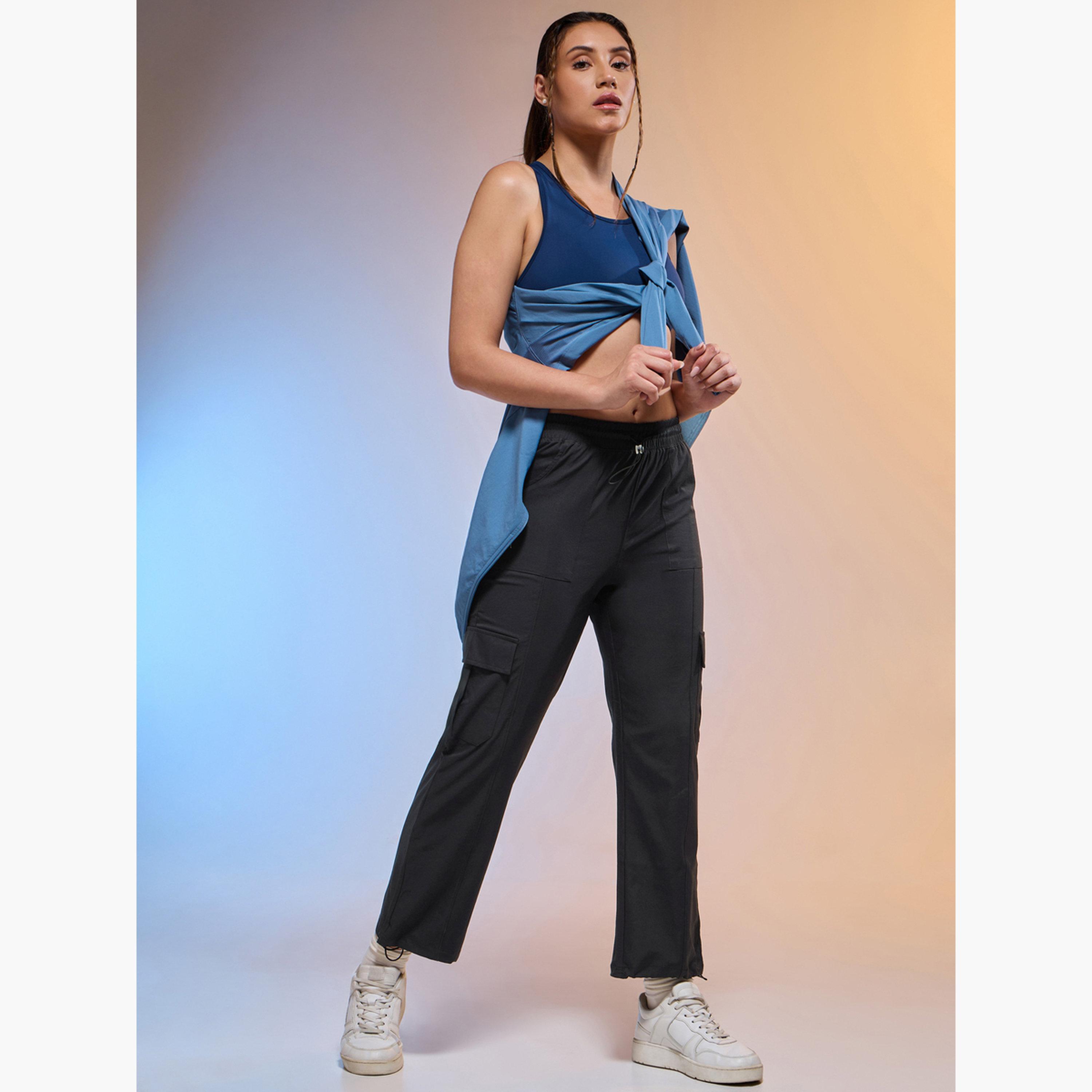 Technosport Women Solid Slim Fit Sports Cargo Track Pants-women-clothing-bottoms-joggers-image-2