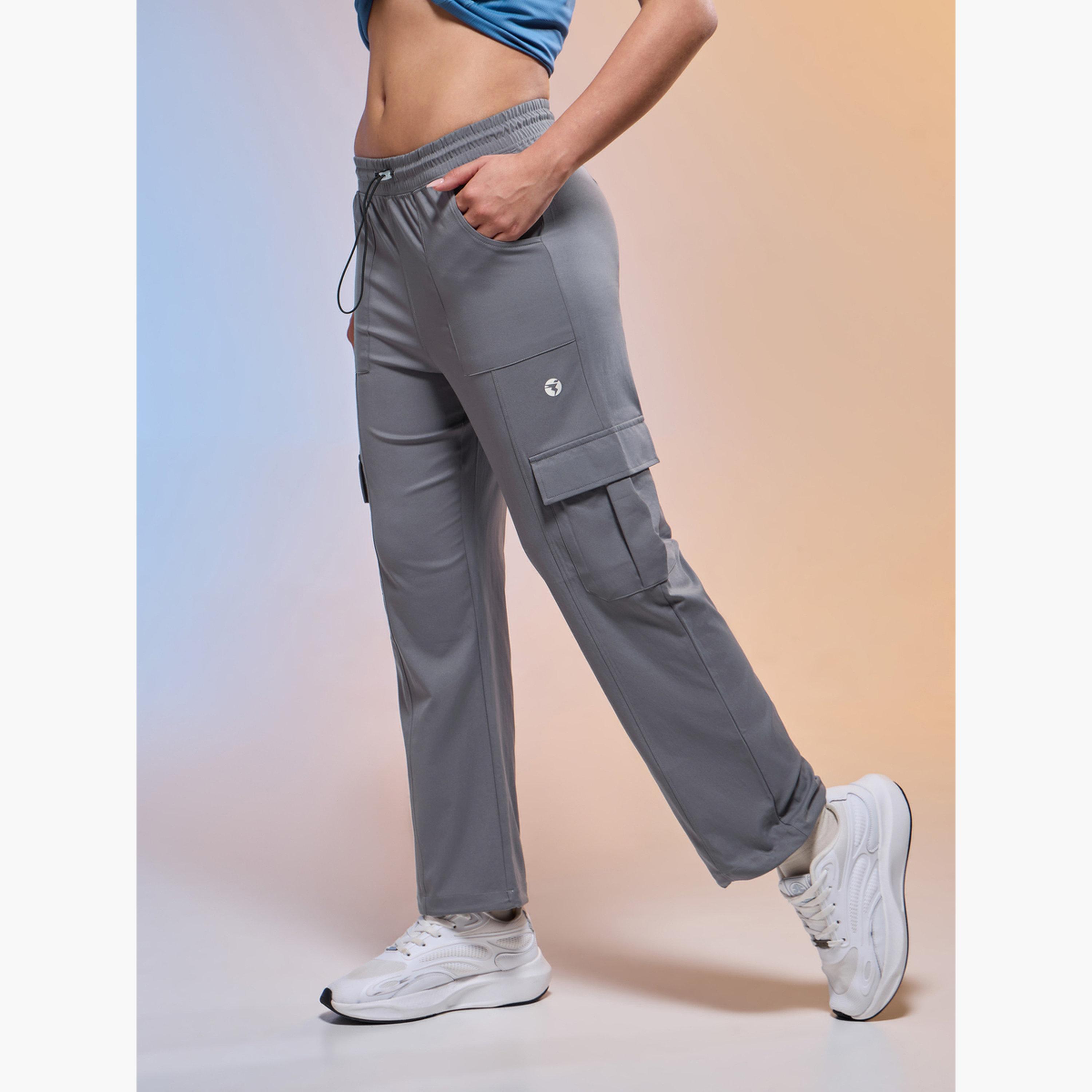 Technosport Women Solid Slim Fit Sports Cargo Track Pants-women-clothing-bottoms-joggers-image-2