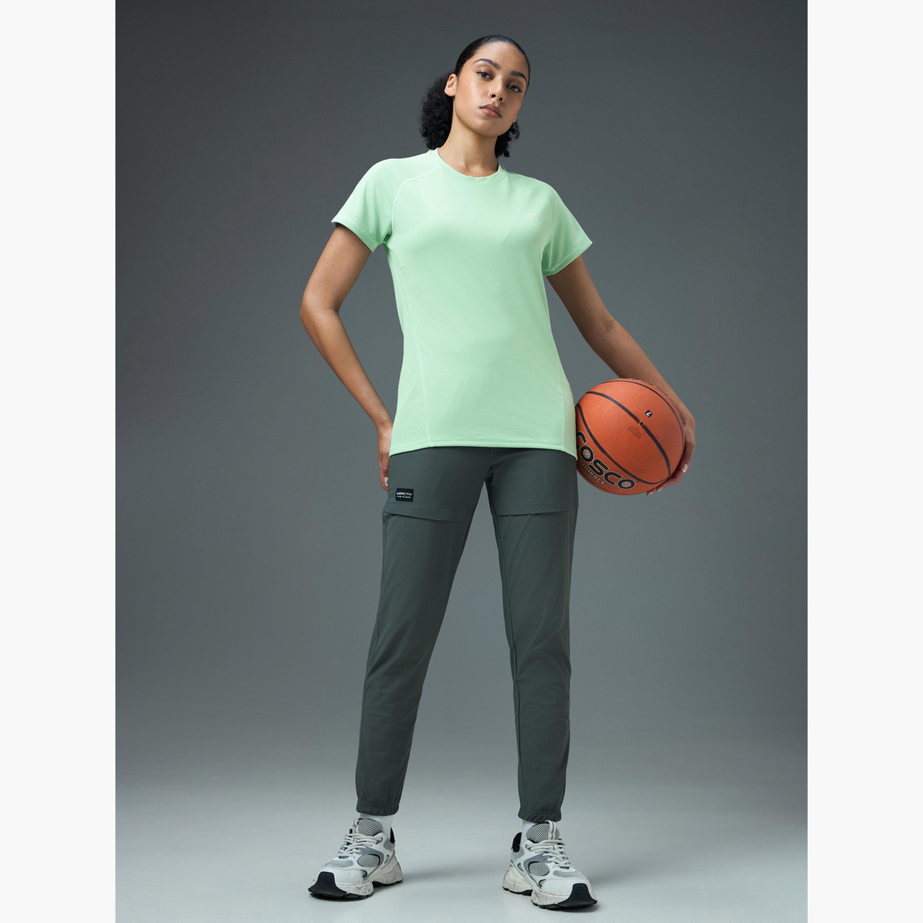 Technosport Women Solid Slim Fit Crew Neck T-Shirt-women-clothing-tshirts-image-3