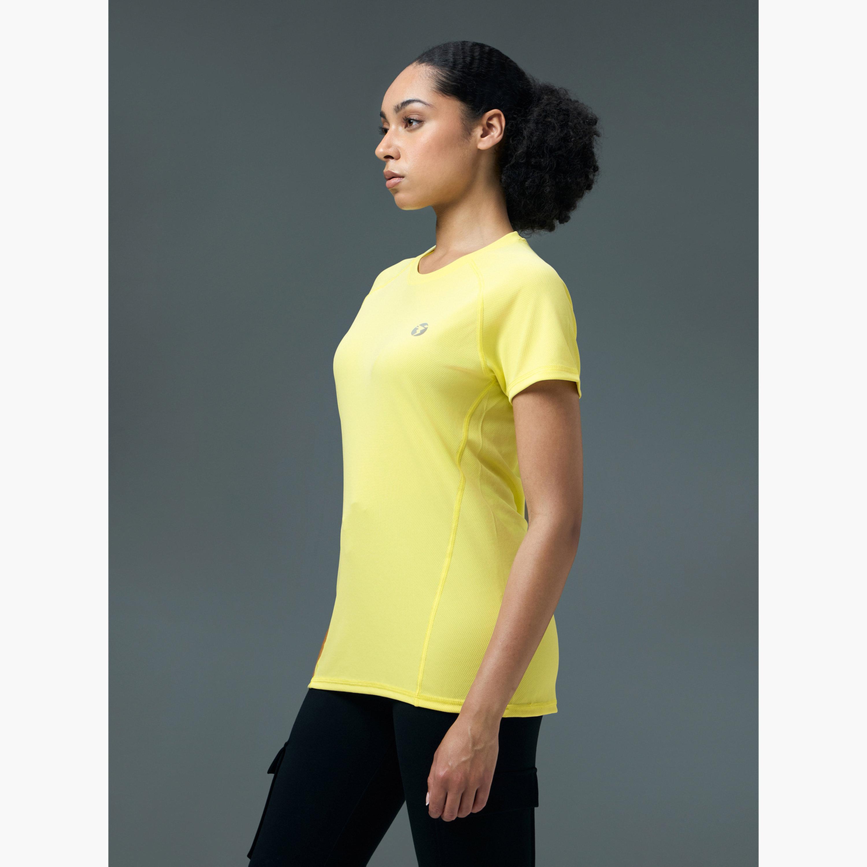 Technosport Women Solid Slim Fit Crew Neck T-Shirt-women-clothing-tshirts-image-4