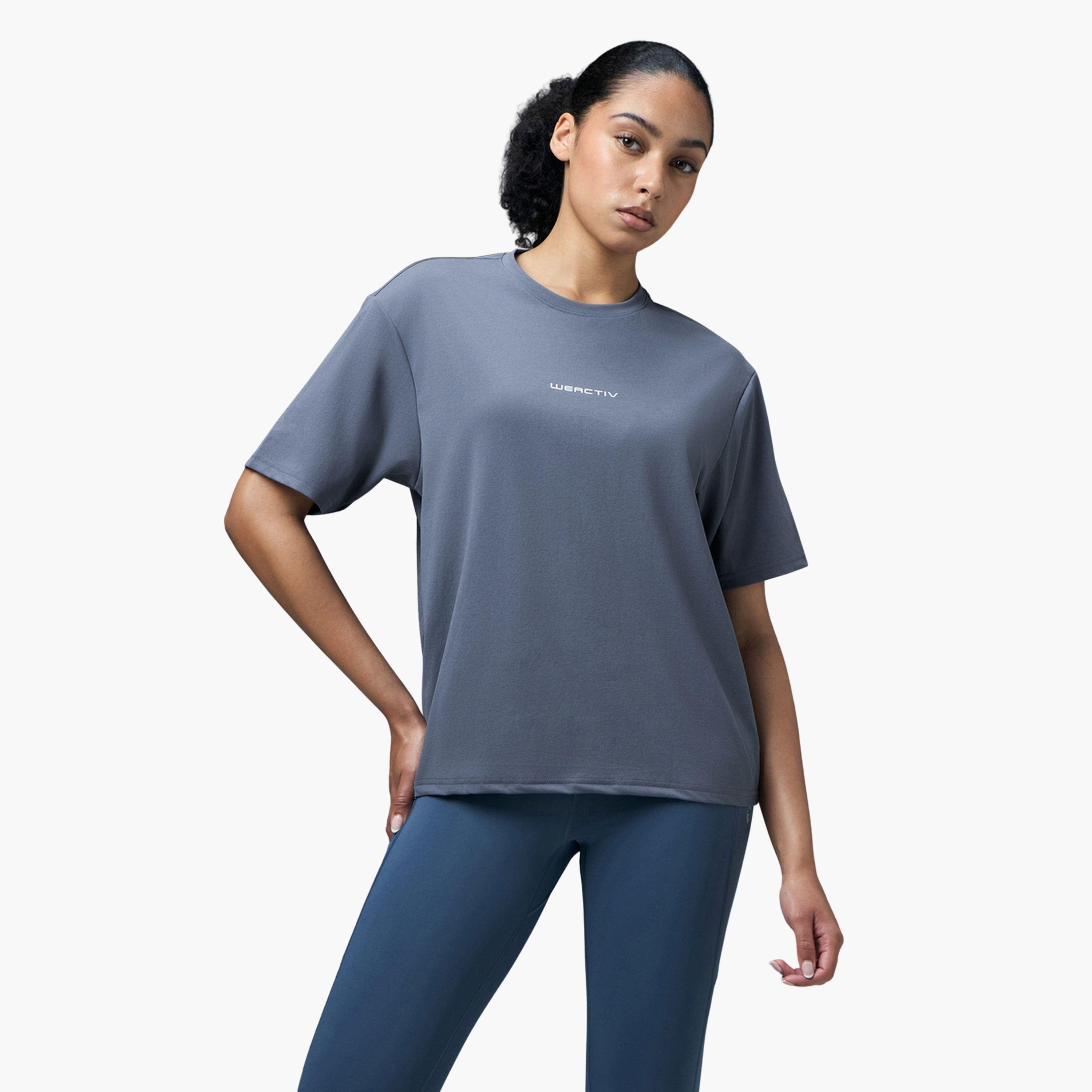تيشيرت رياضي بياقة دائرية وقصة بوكسي للنساء-sports-women-clothing-tshirtsandvests-image-1