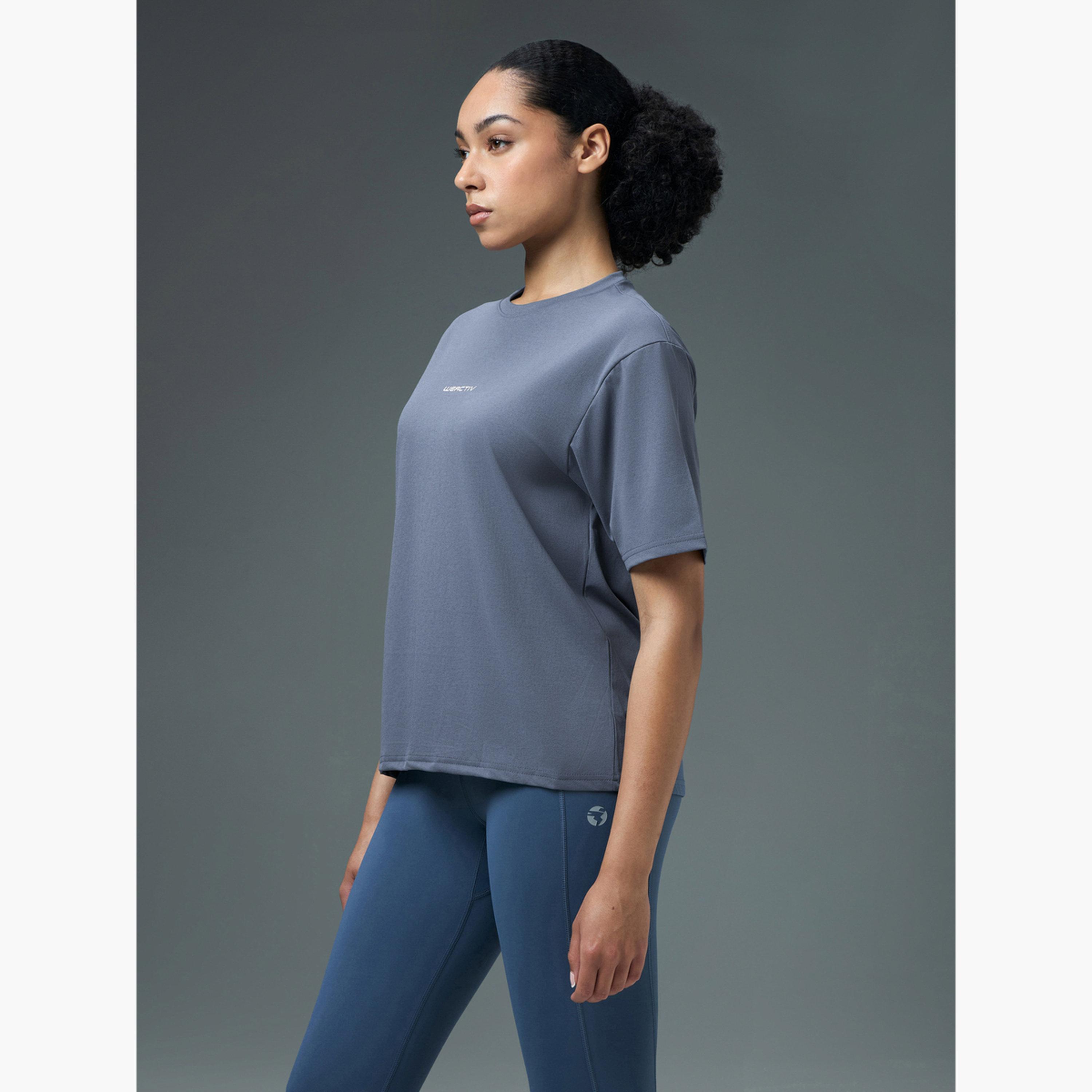 تيشيرت رياضي بياقة دائرية وقصة بوكسي للنساء-sports-women-clothing-tshirtsandvests-image-2