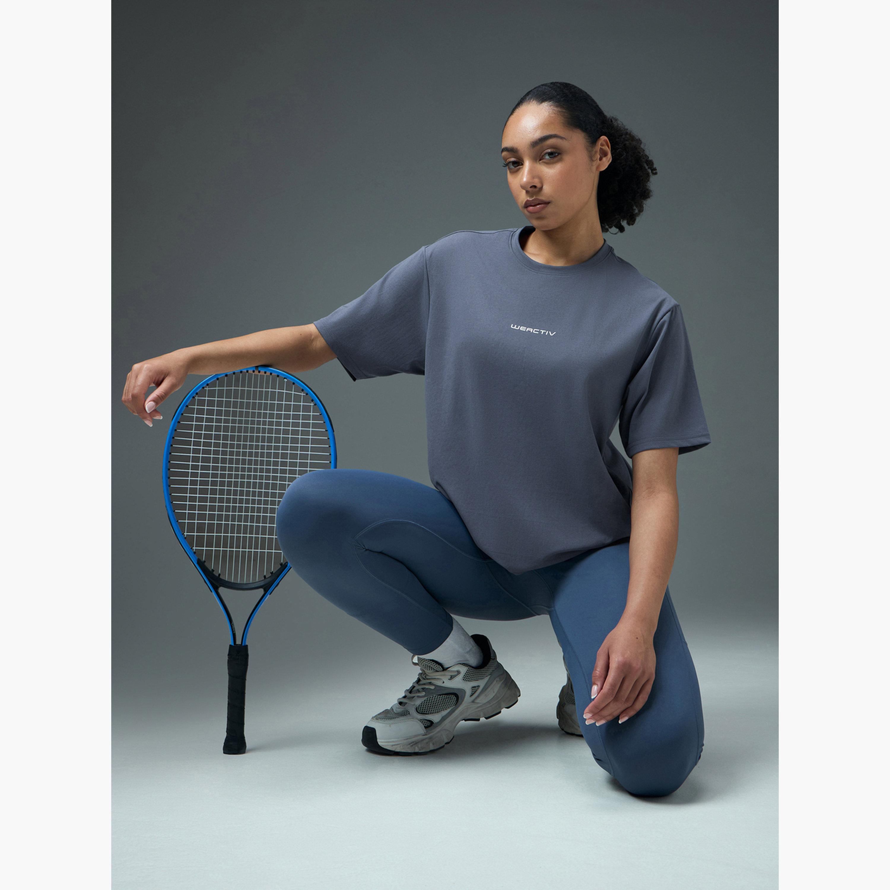 تيشيرت رياضي بياقة دائرية وقصة بوكسي للنساء-sports-women-clothing-tshirtsandvests-image-3