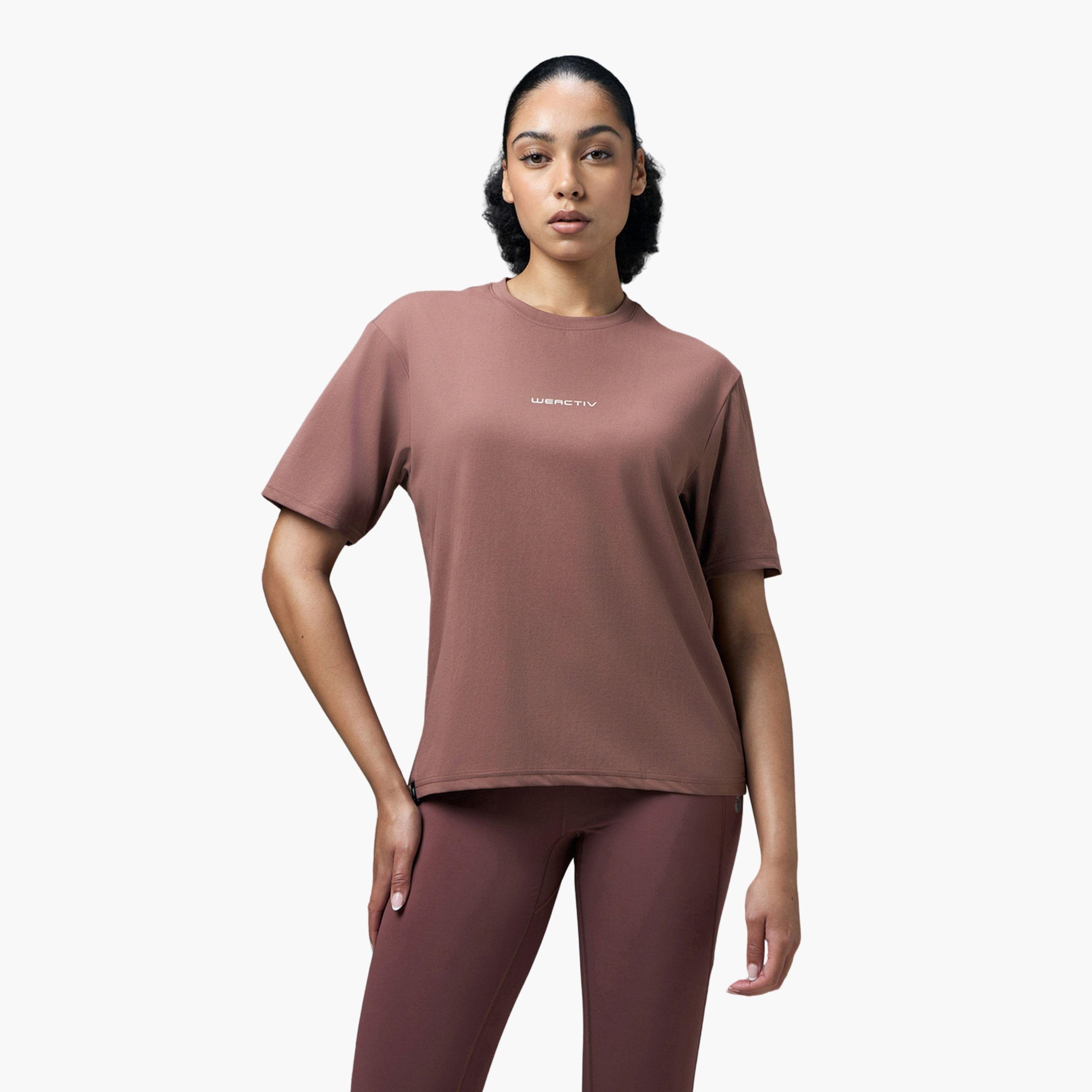 تيشيرت رياضي بياقة دائرية وقصة بوكسي للنساء-sports-women-clothing-tshirtsandvests-image-1
