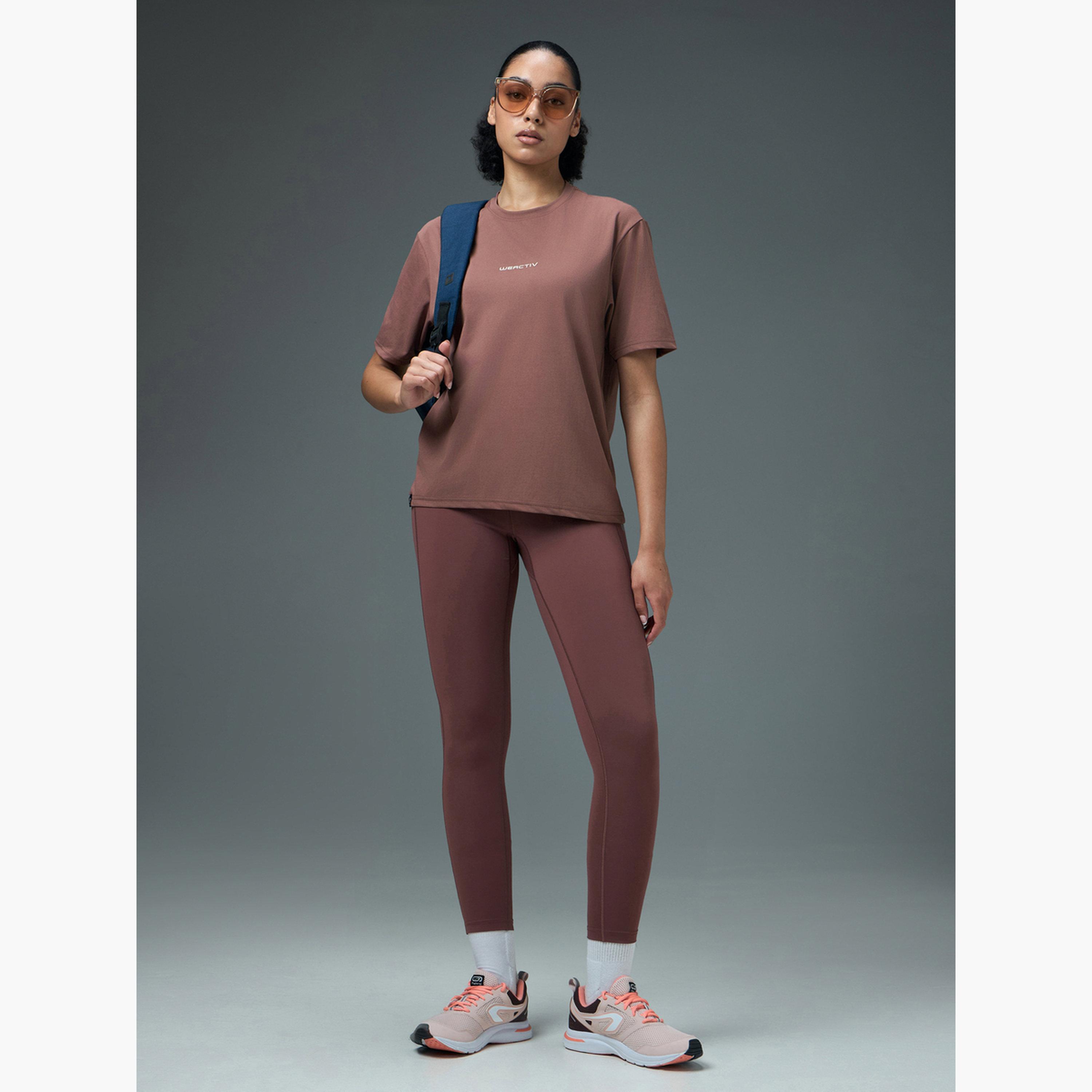 تيشيرت رياضي بياقة دائرية وقصة بوكسي للنساء-sports-women-clothing-tshirtsandvests-image-3
