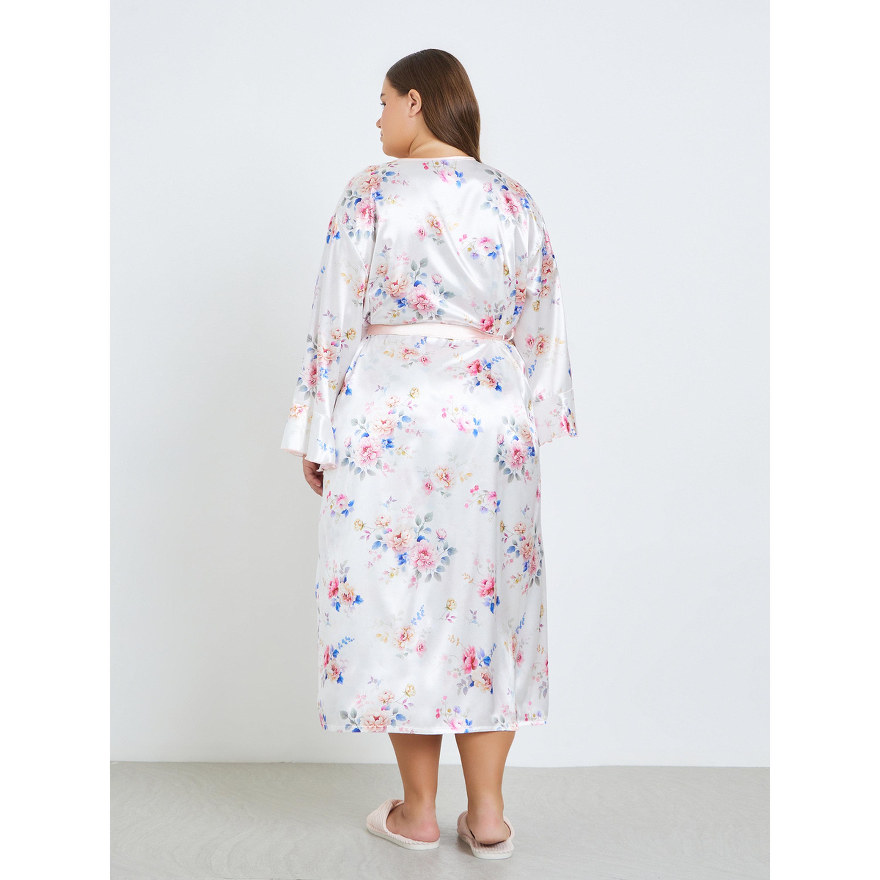 Take Two Plus Size Women Floral Print Robe and Satin Slip Dress-women-clothing-nightwear-robes-image-4