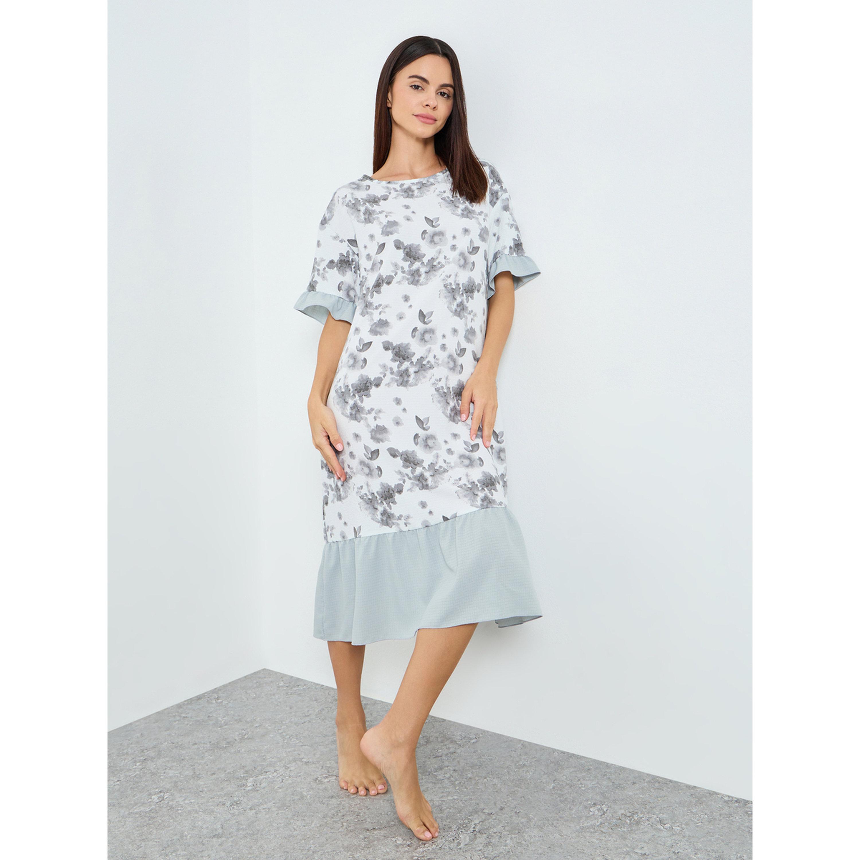 قميص نوم ميدي بأكمام قصيرة وطبعة زهور-women-clothing-nightwear-nighties-image-2